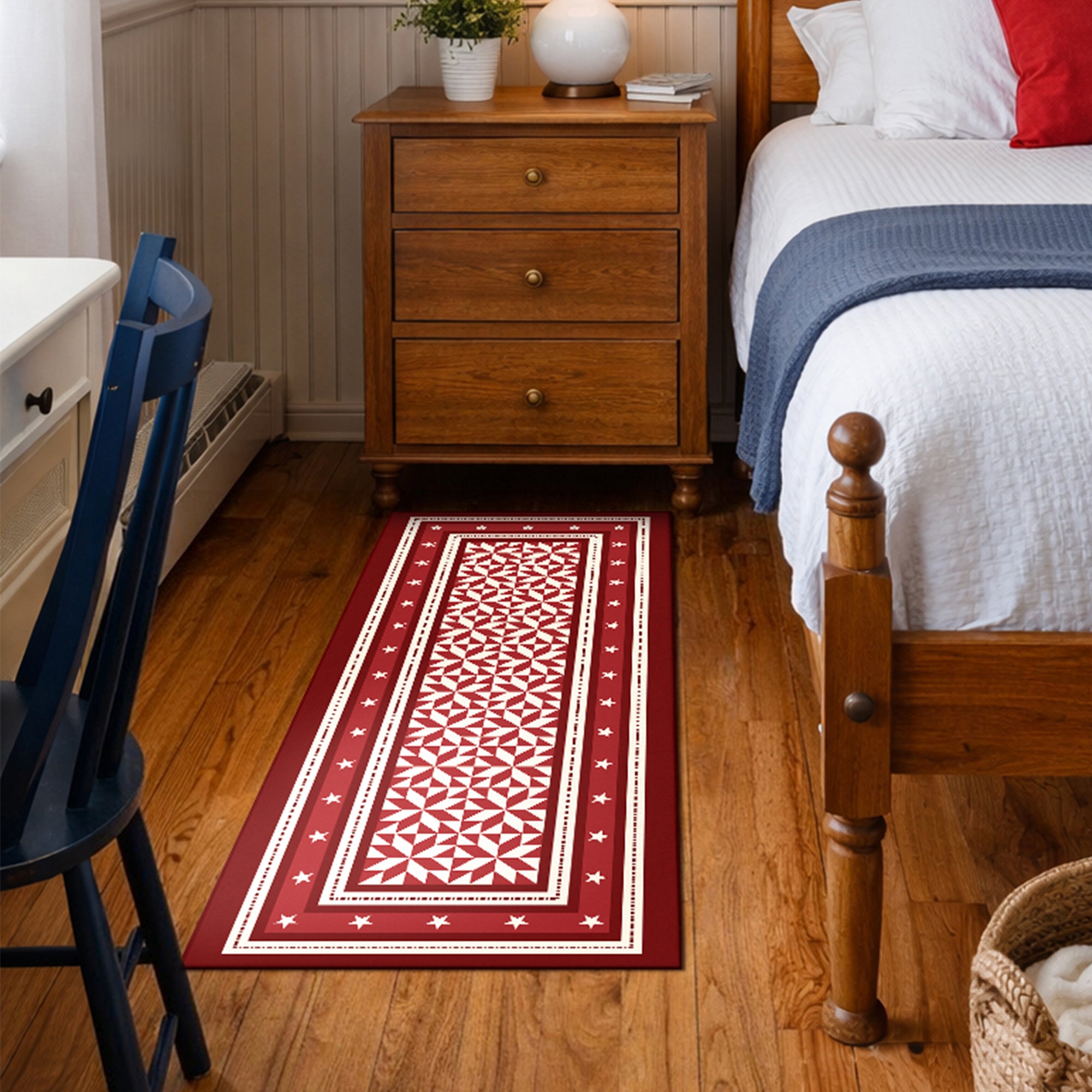 Liberty Stars And Stripes Red Machine Washable Rug