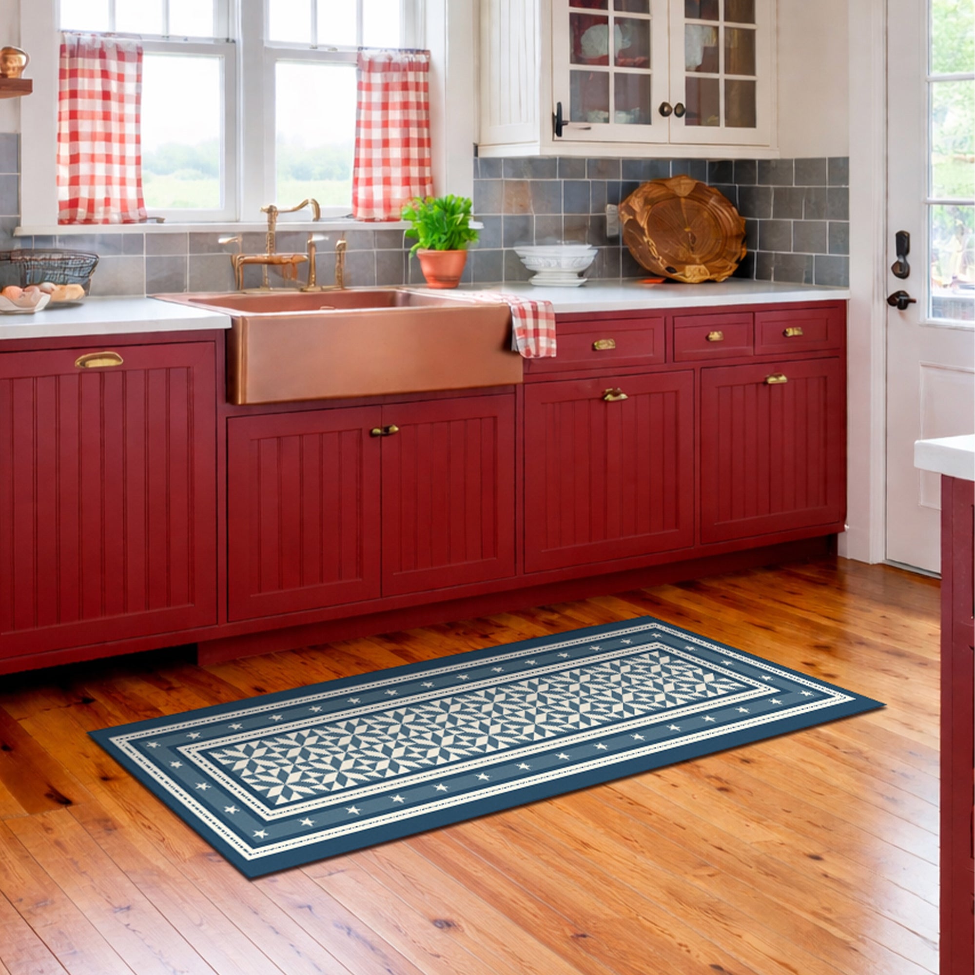 Liberty Stars And Stripes Blue Machine Washable Rug