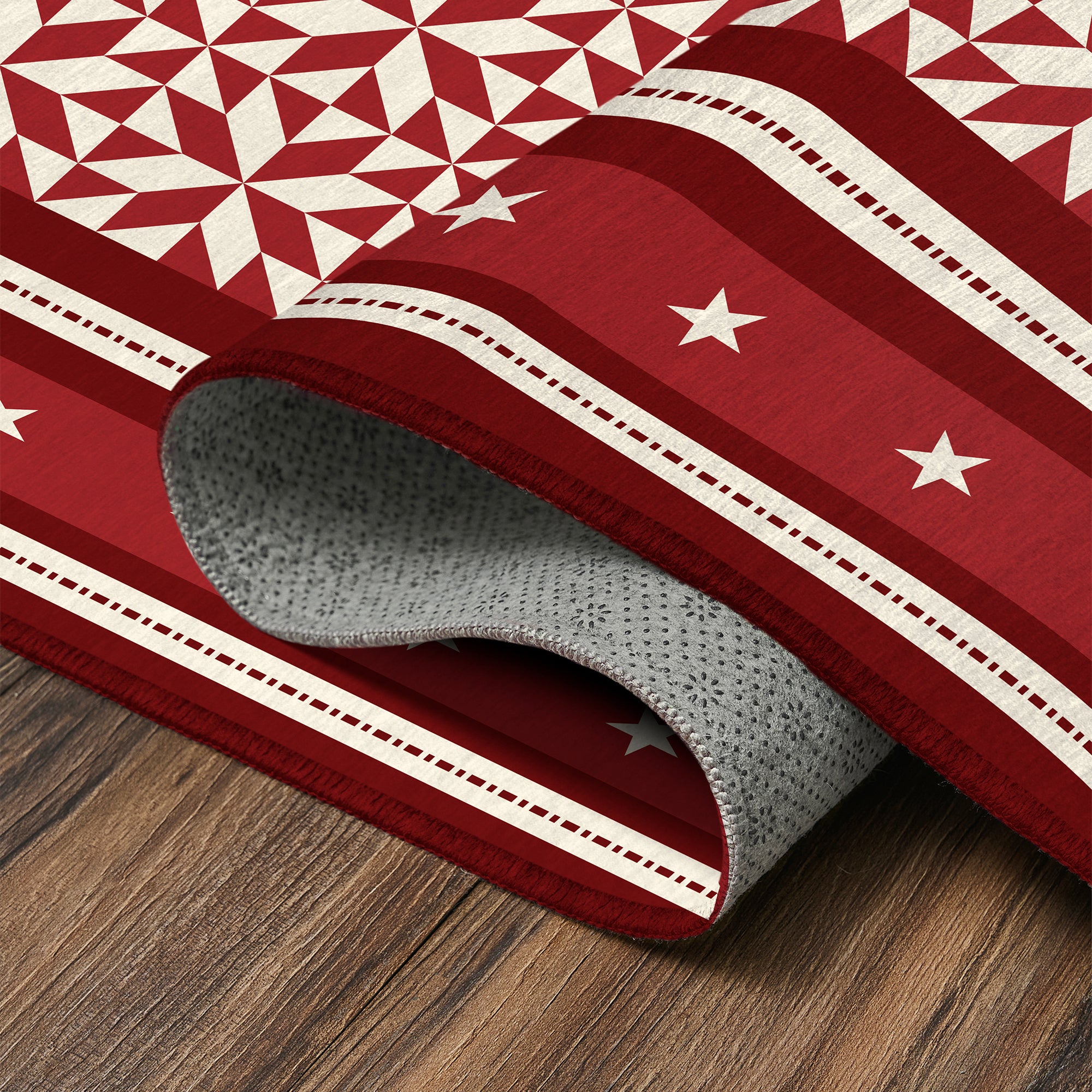 Liberty Stars And Stripes Red Machine Washable Rug