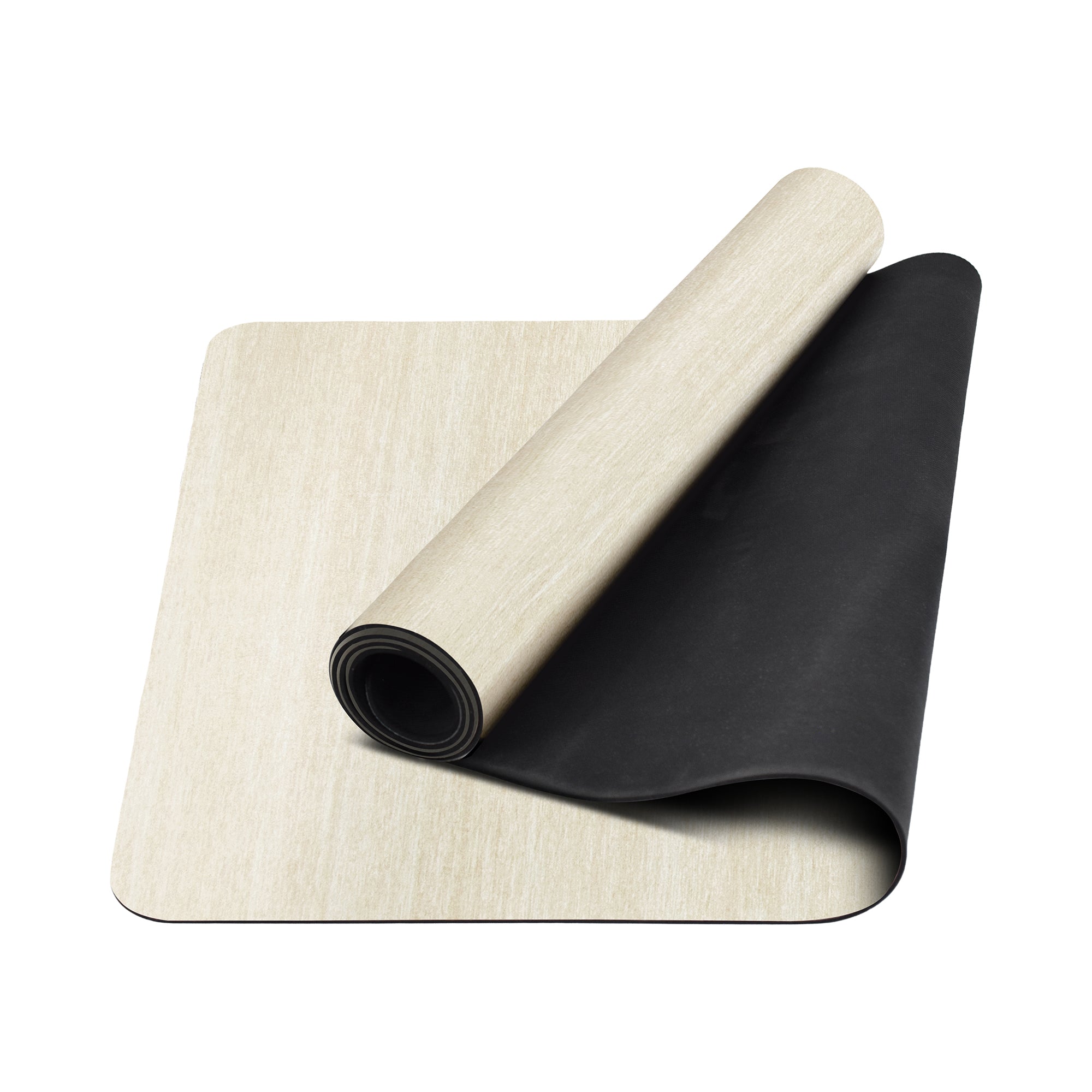 Solid cream washable yoga mat non slip neutral minimalist fitness mat for home workout