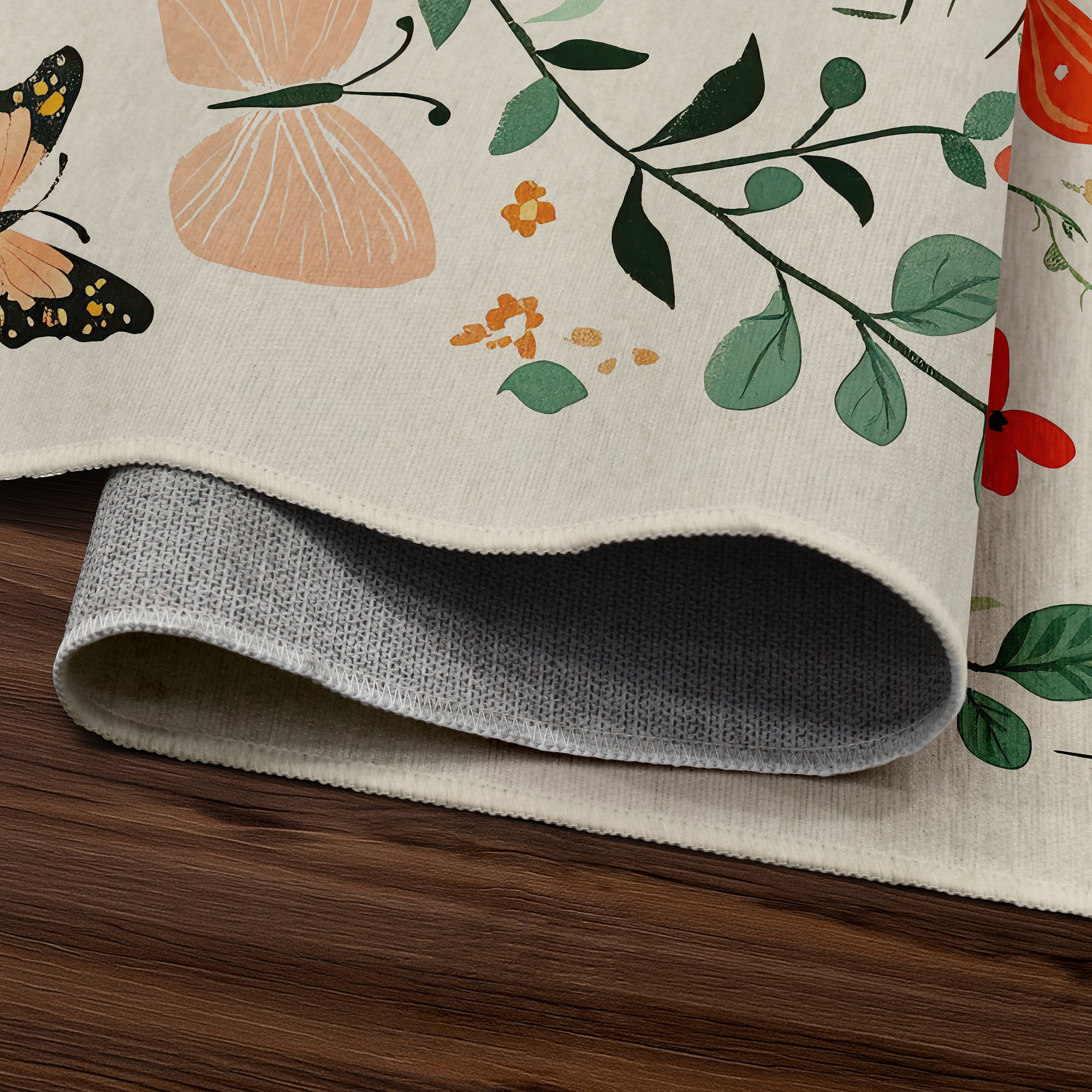Bright Butterflies Machine Washable Rug