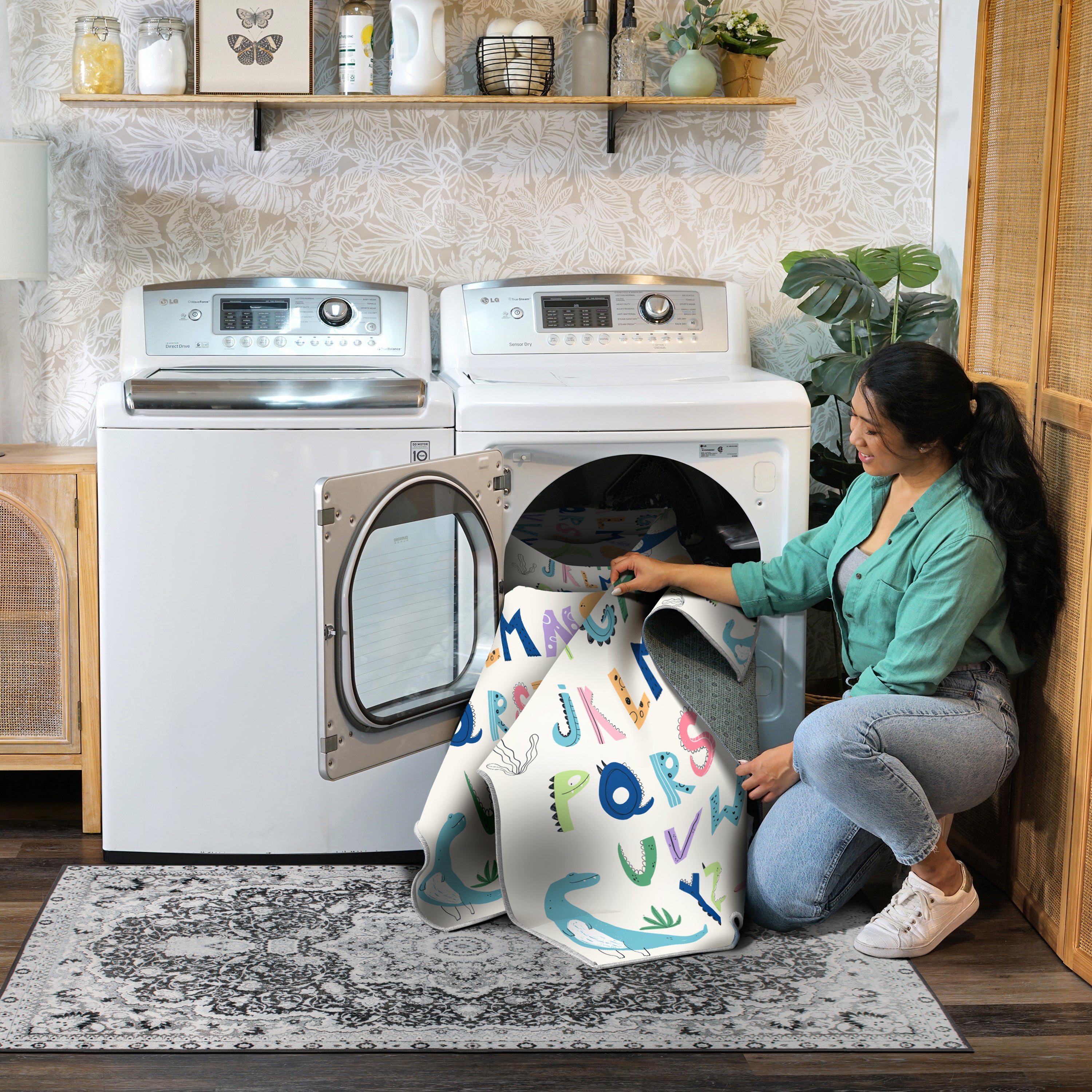 Dinosaur ABCs Machine Washable Rug