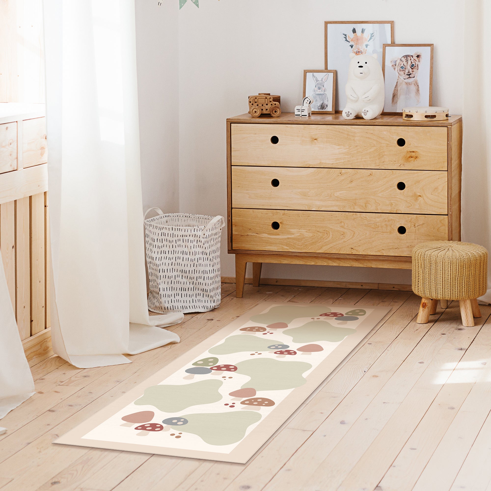 Mushy Mushrooms Machine Washable Rug