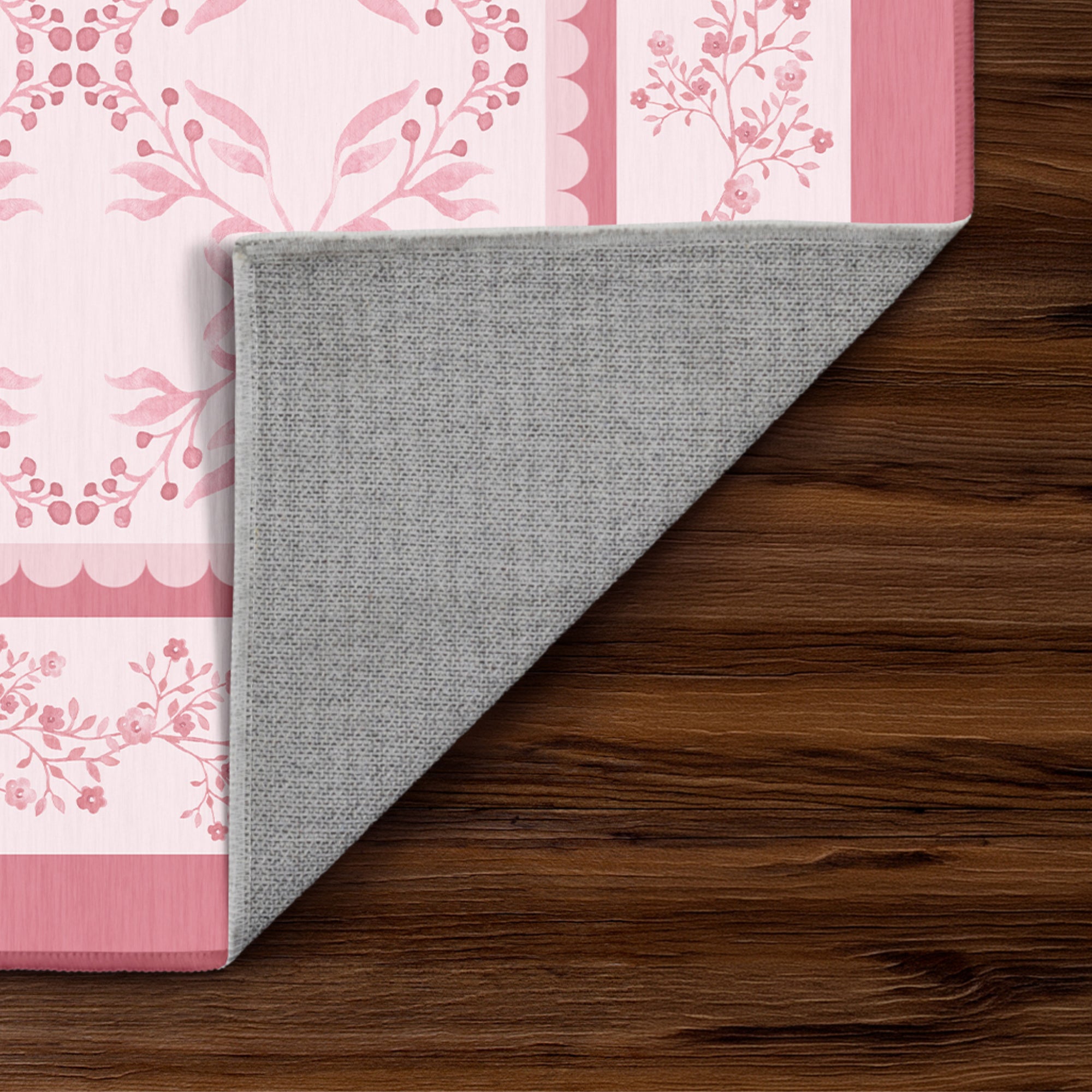 Ellee Bordered Pink Machine Washable Rug