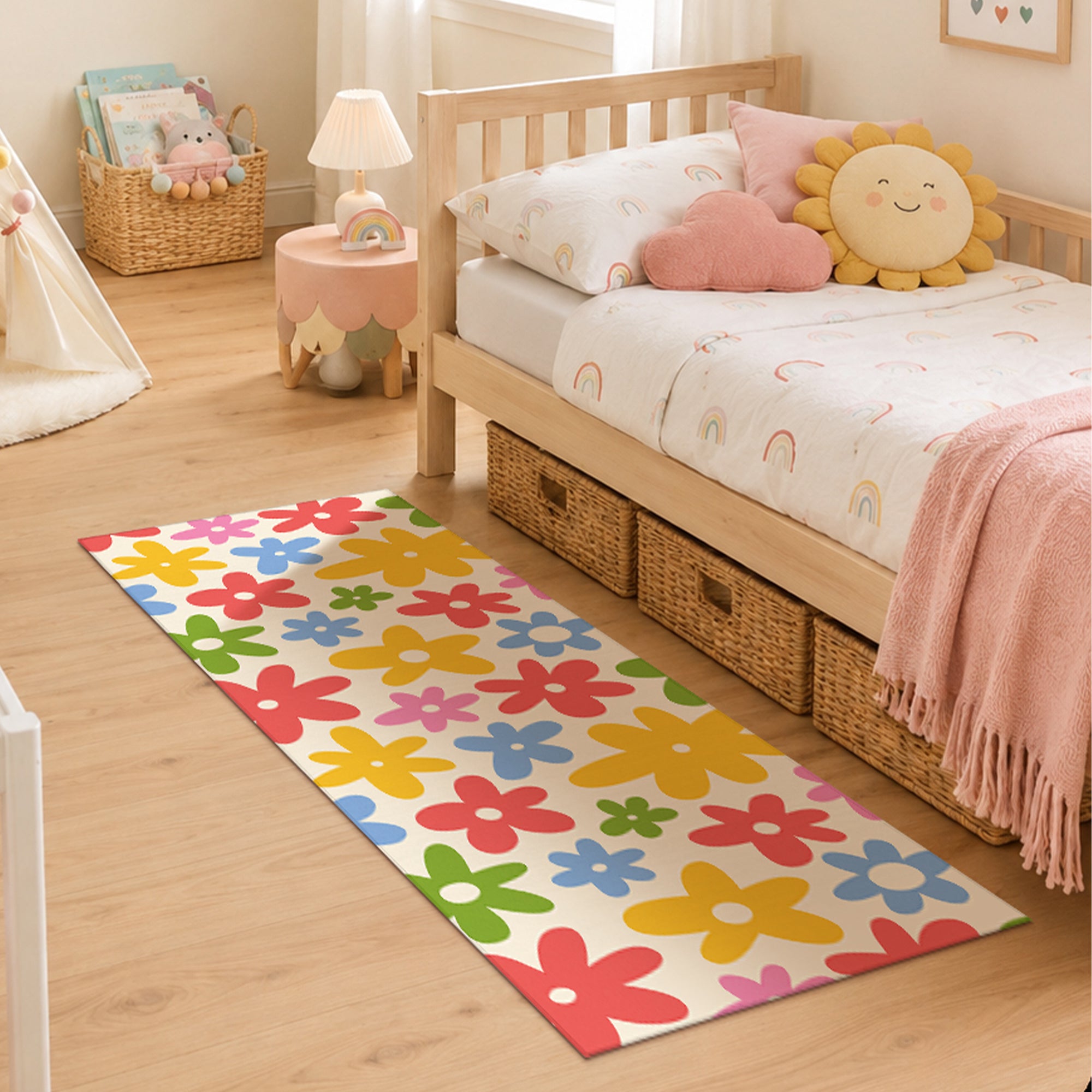 Kayla Fun Floral Machine Washable Rug