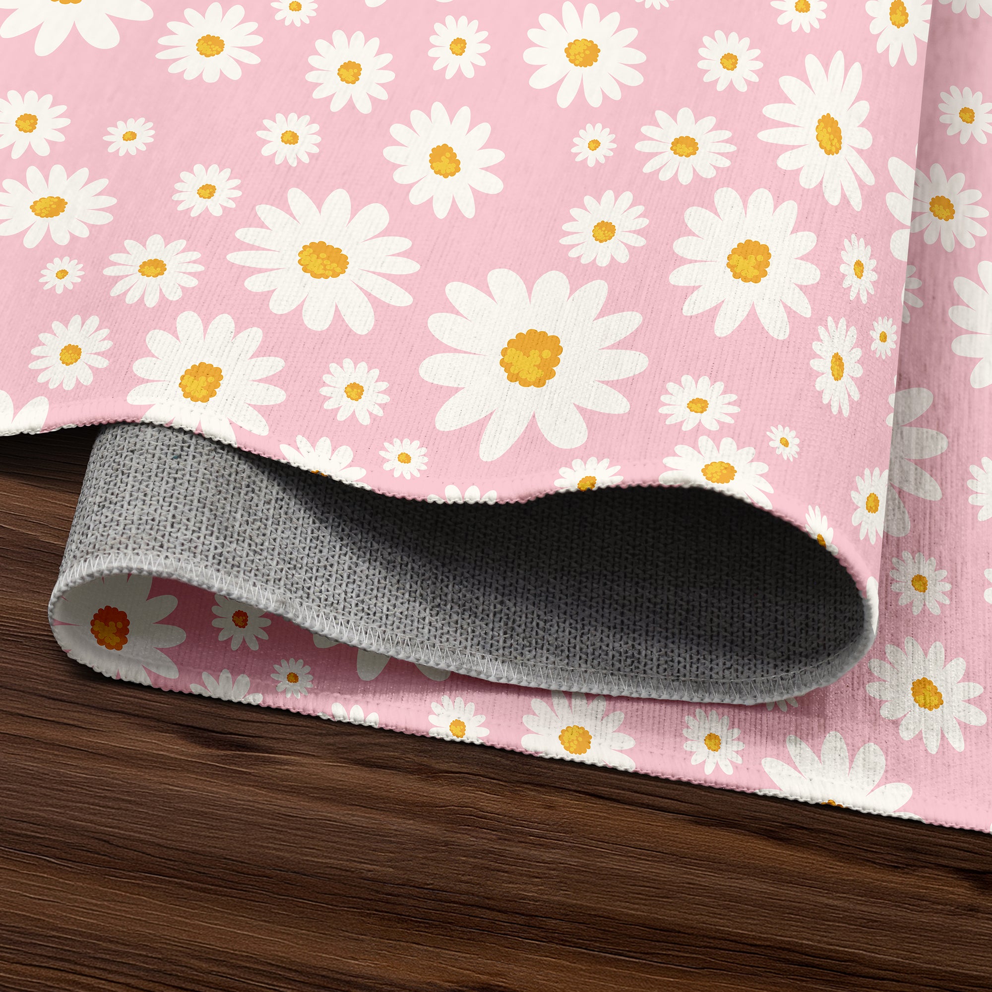 Daisy Meadow Pink Machine Washable Rug