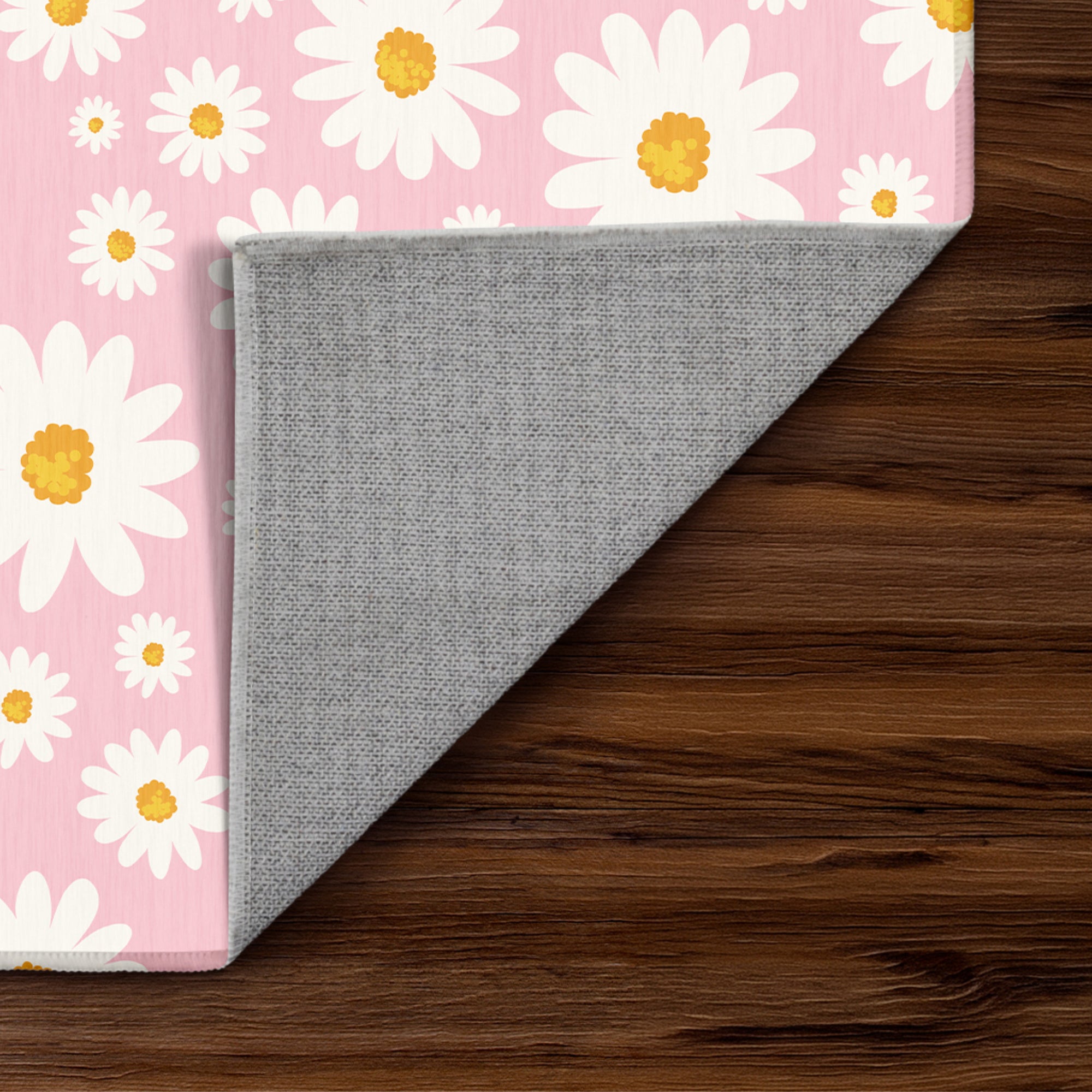 Daisy Meadow Pink Machine Washable Rug