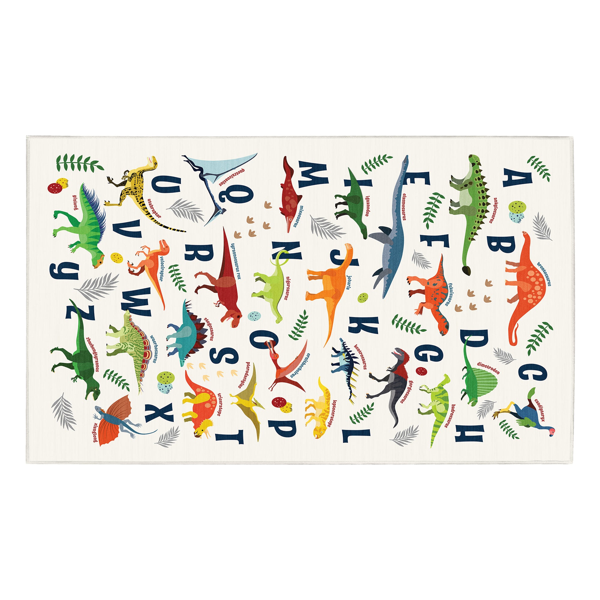 Dinosaurs Alphabet Machine Washable Rug
