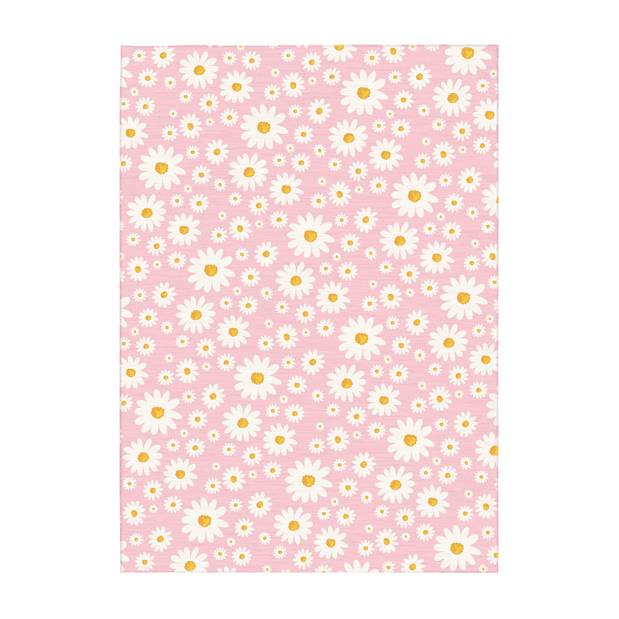 Daisy Meadow Pink Machine Washable Rug