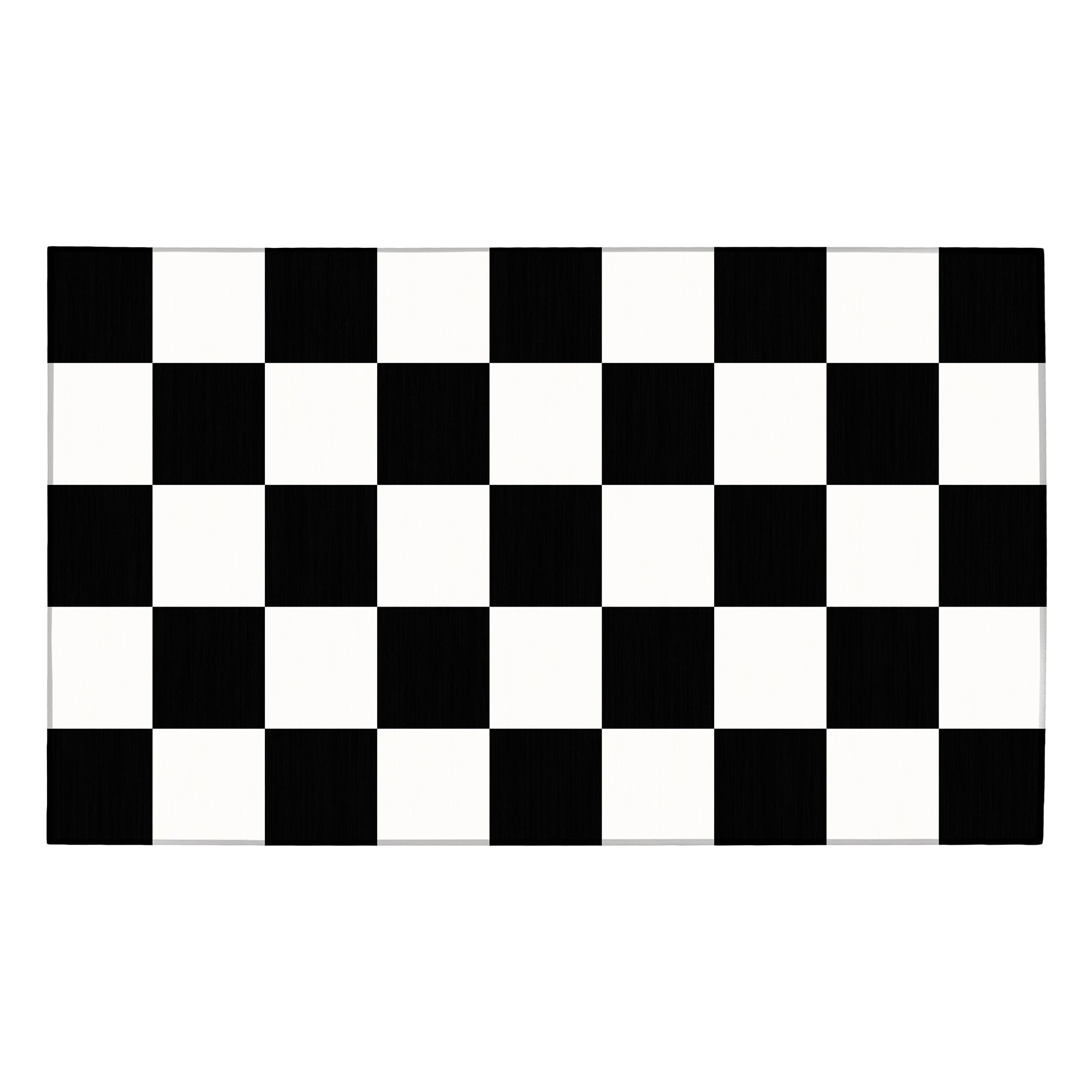 Checkered Black White Machine Washable Rug