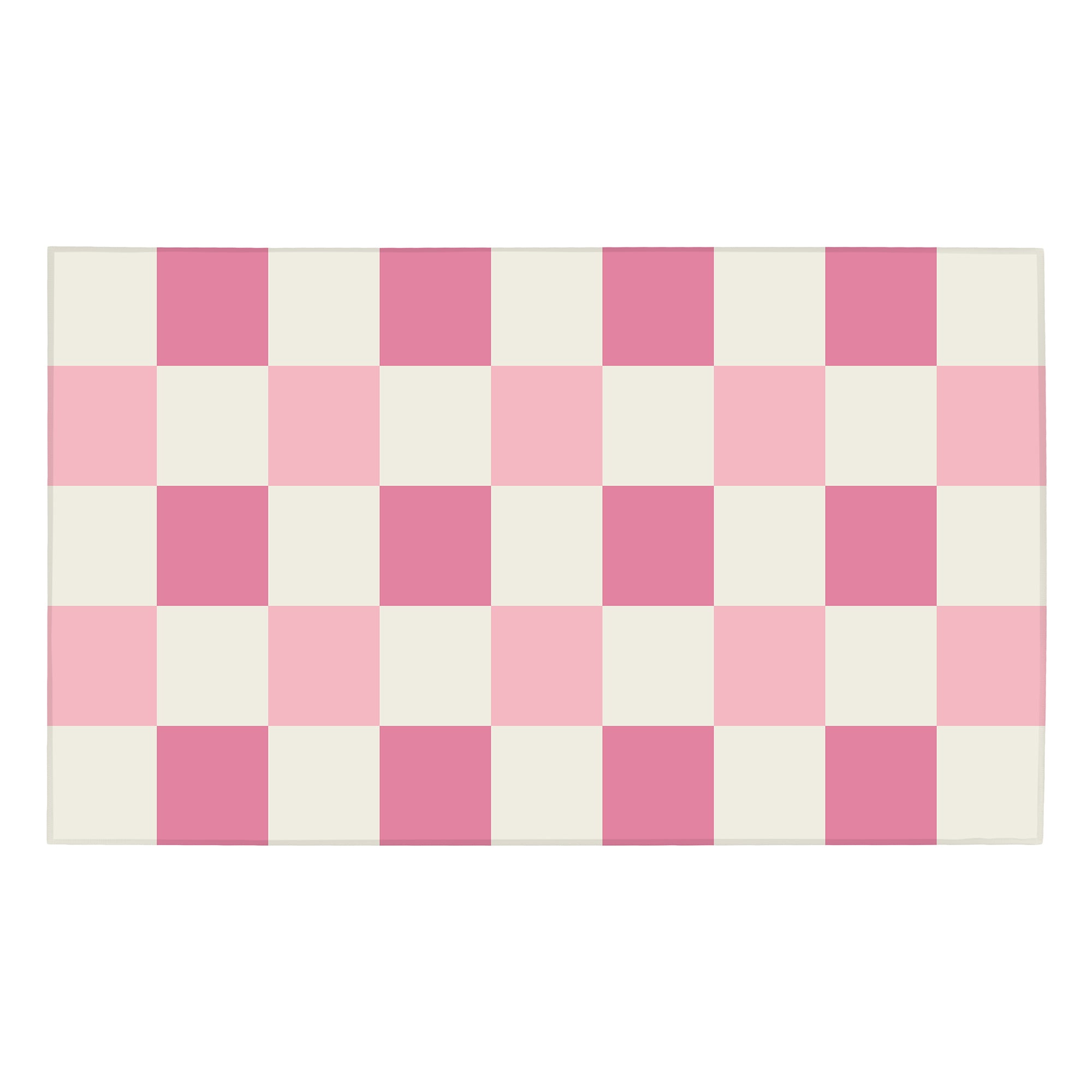 Checkered Pink Machine Washable Rug