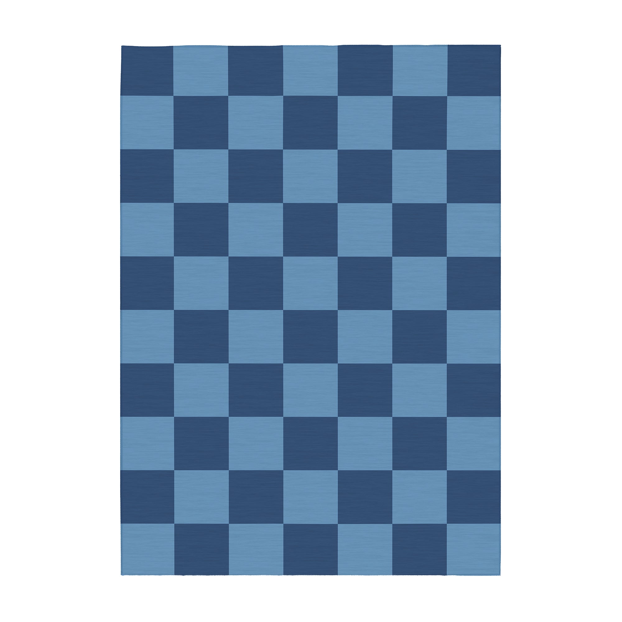 Checkered Blue Machine Washable Rug