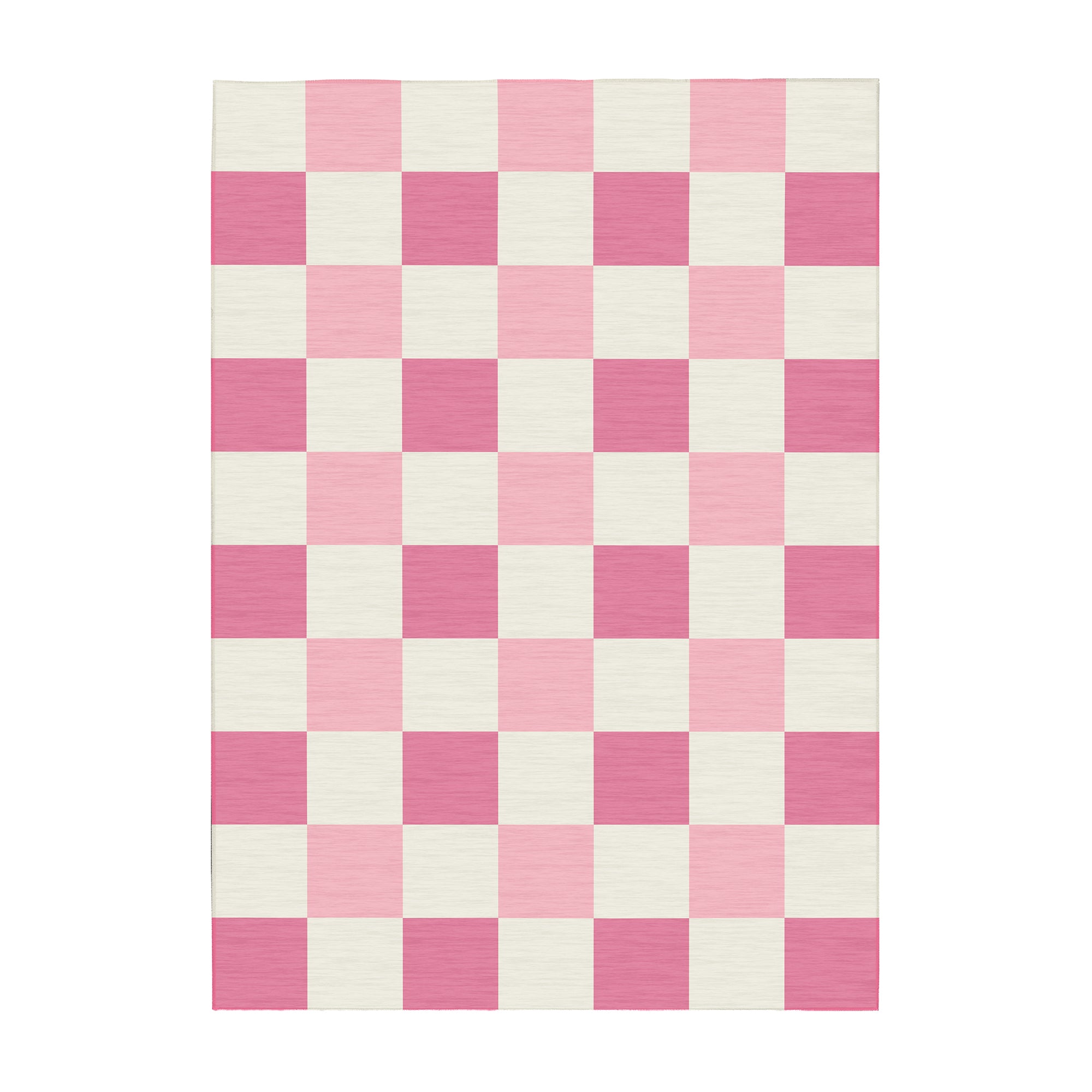Checkered Pink Machine Washable Rug