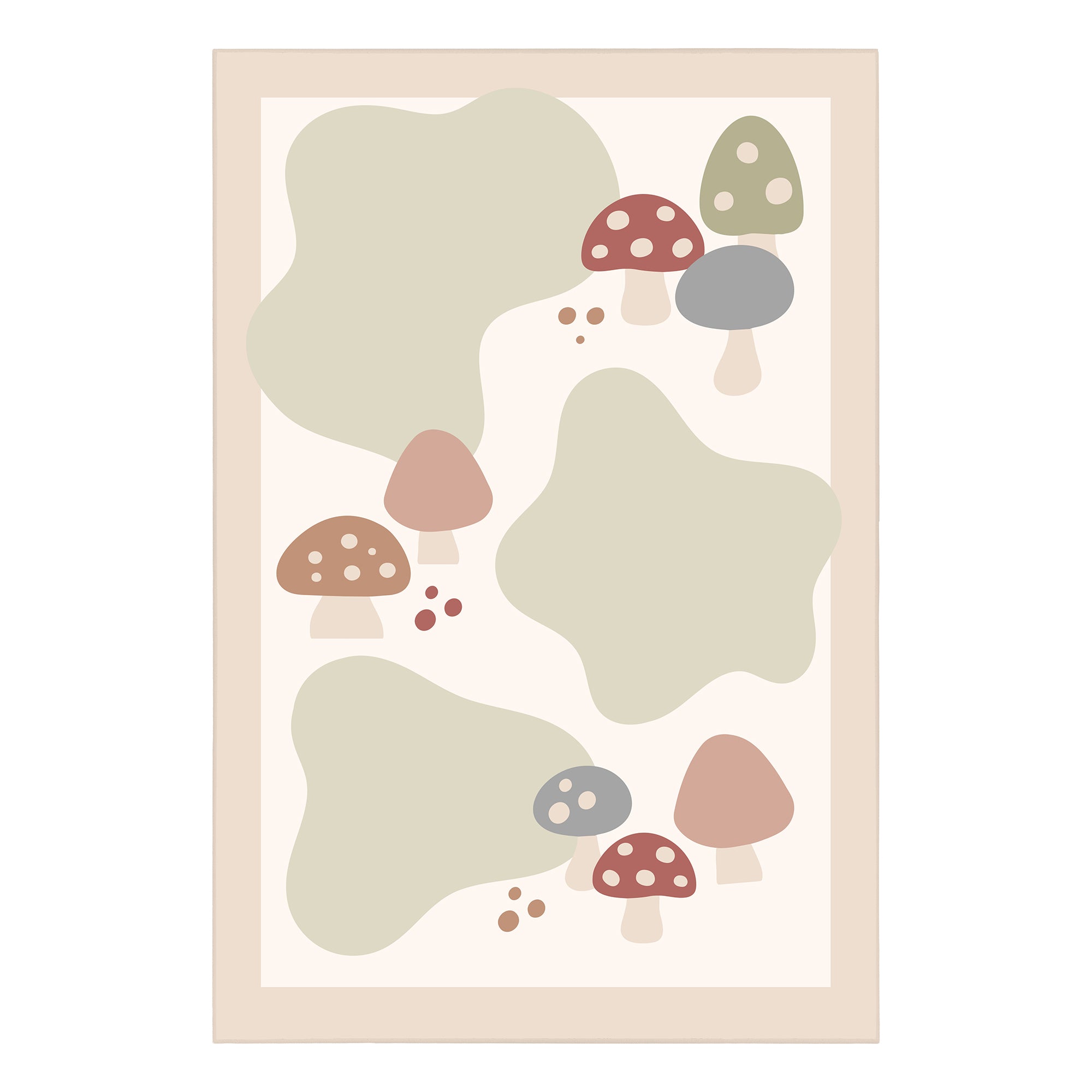 Mushy Mushrooms Machine Washable Rug