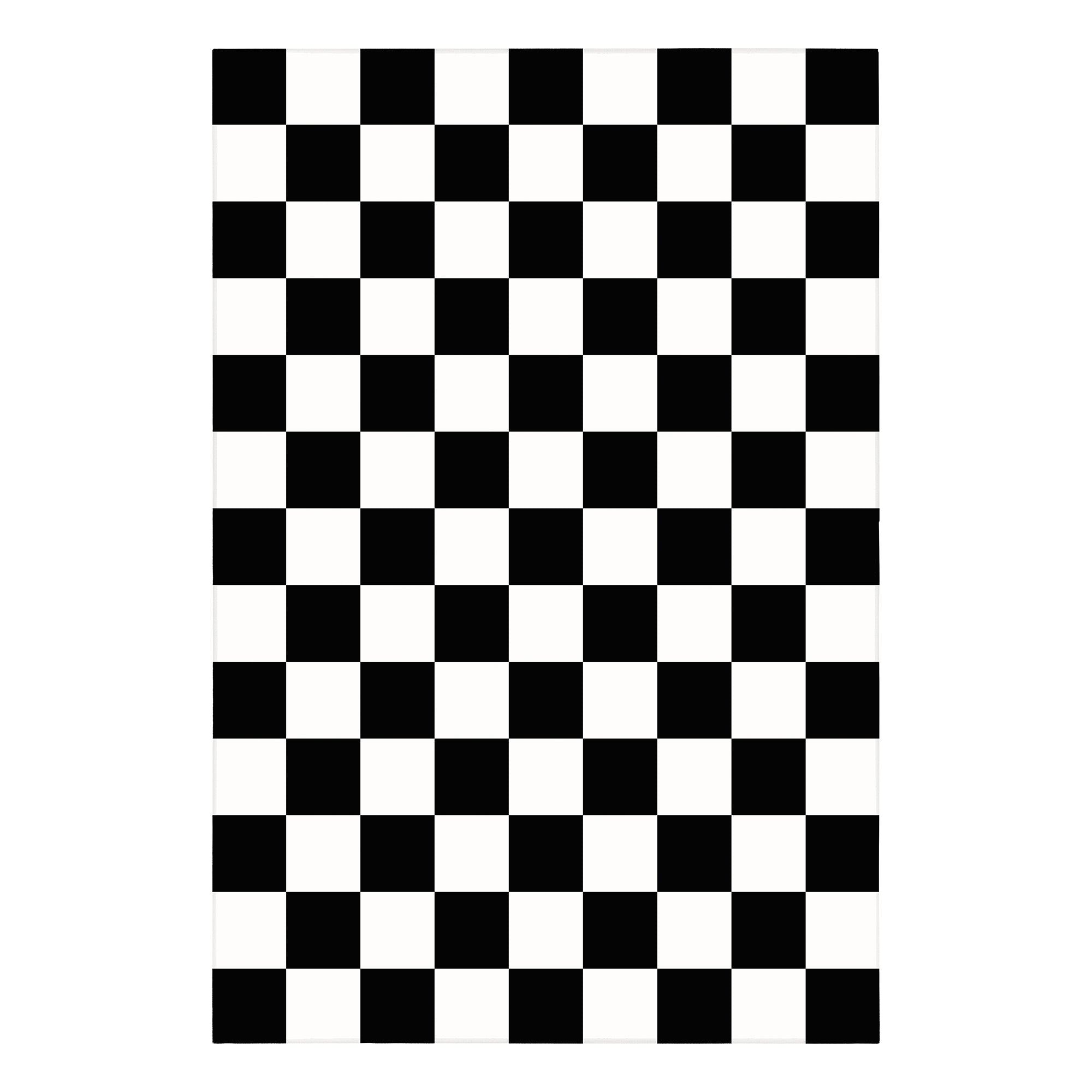 Checkered Black White Machine Washable Rug