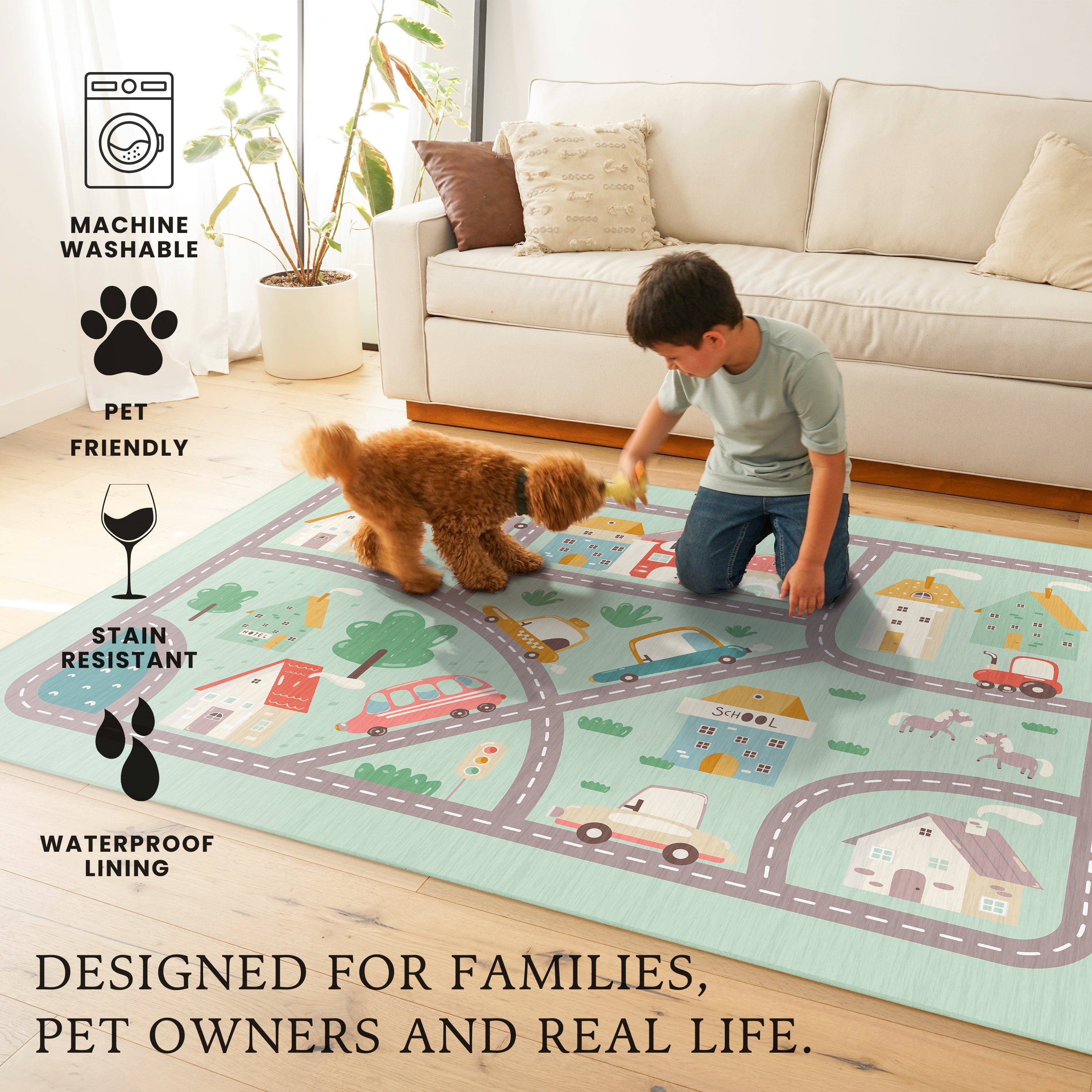 Tiny Town Machine Washable Rug