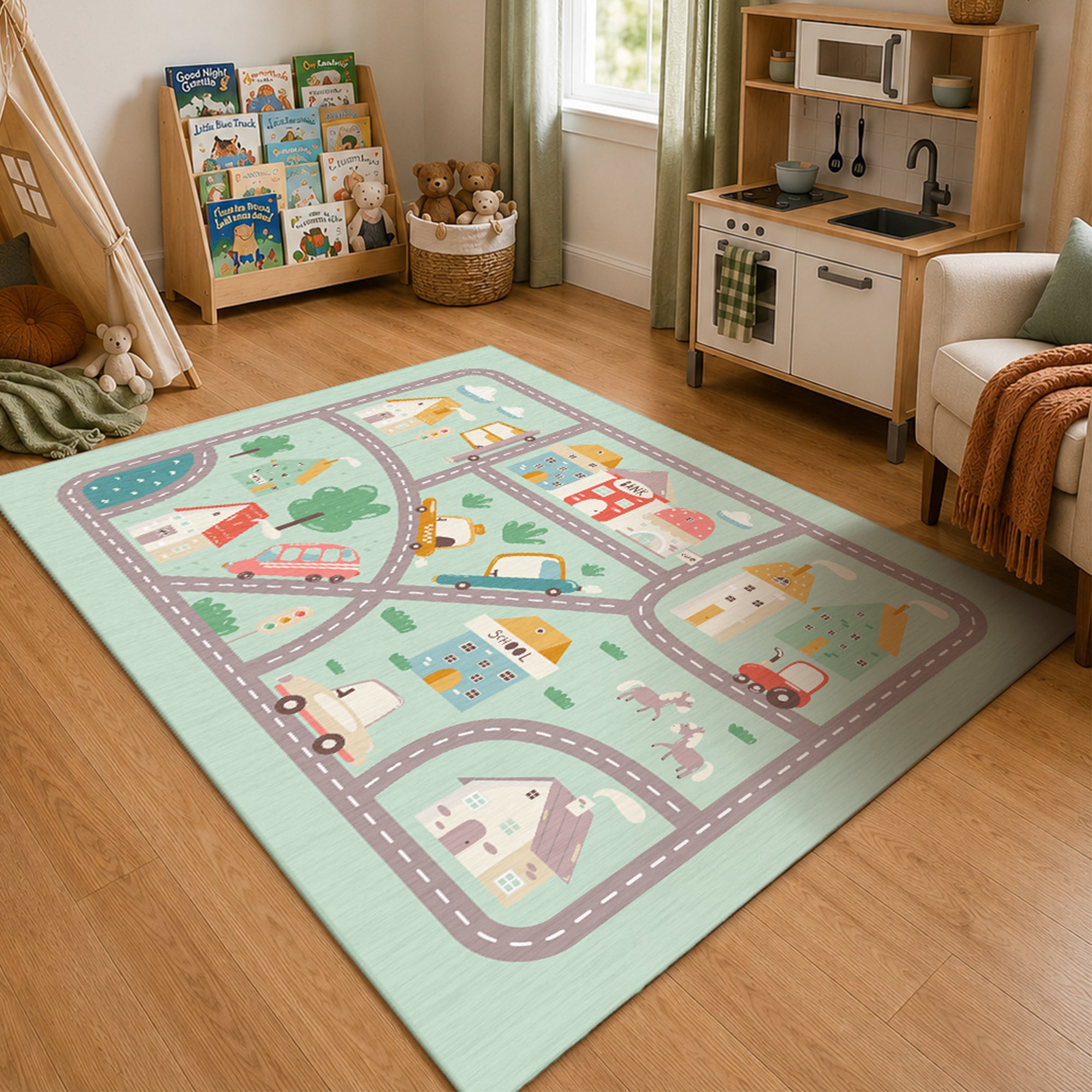 Tiny Town Machine Washable Rug