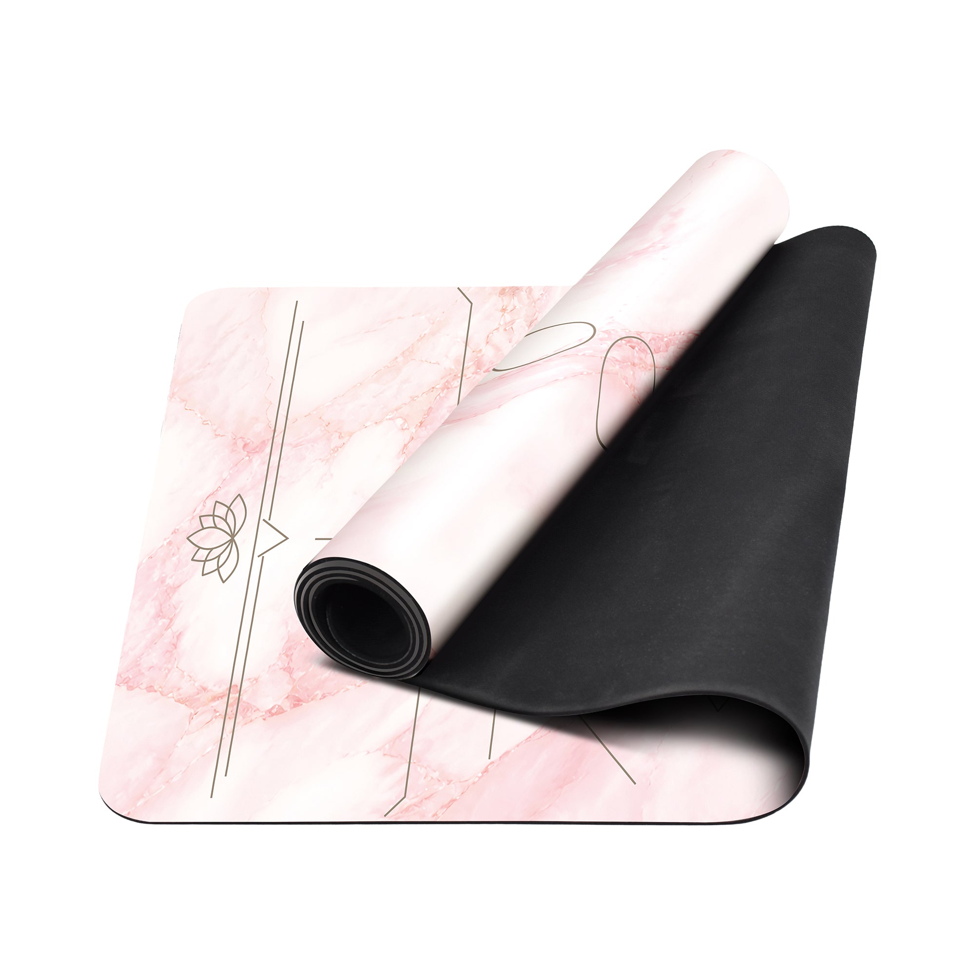 Marble Lotus Alignment Pink 71x27 Anti-Fatigue Washable Yoga Mat