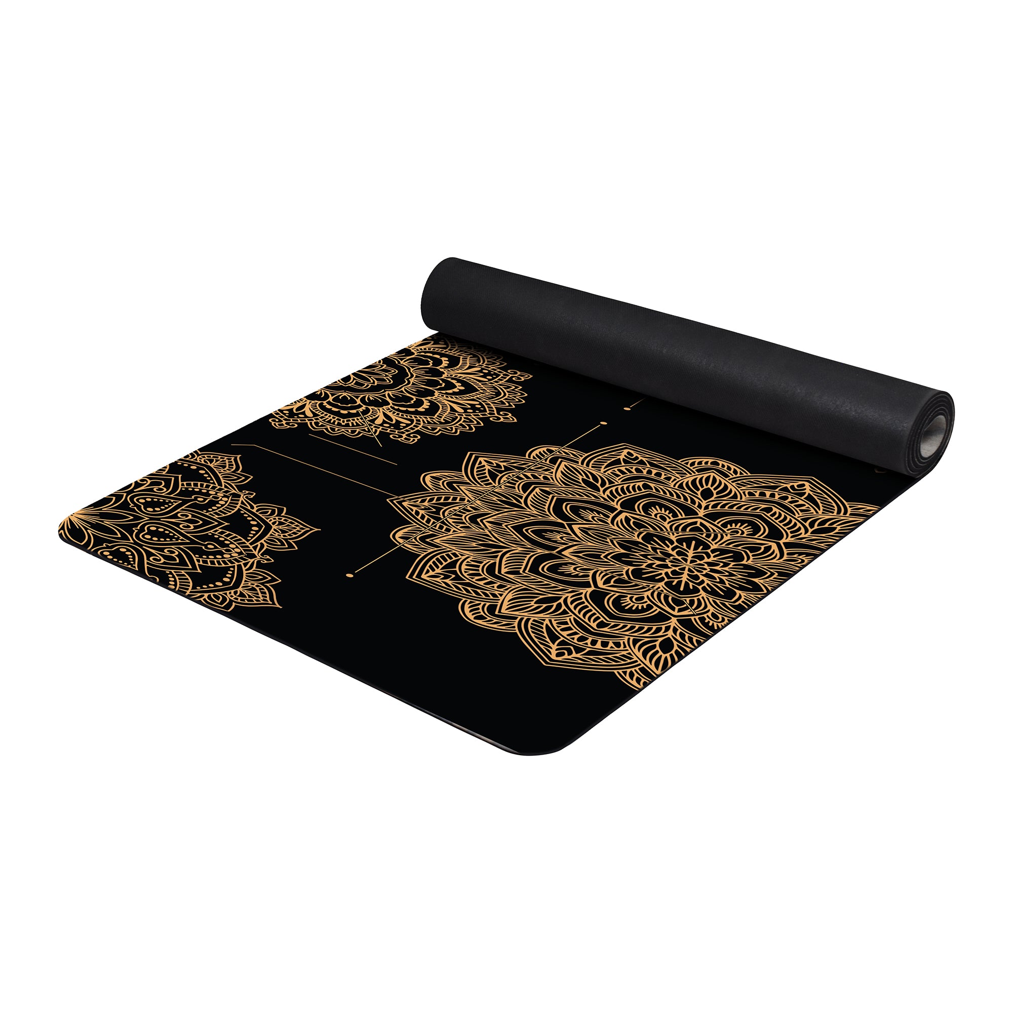 Mandala Alignment Black Gold 71x27 Anti-Fatigue Washable Yoga Mat