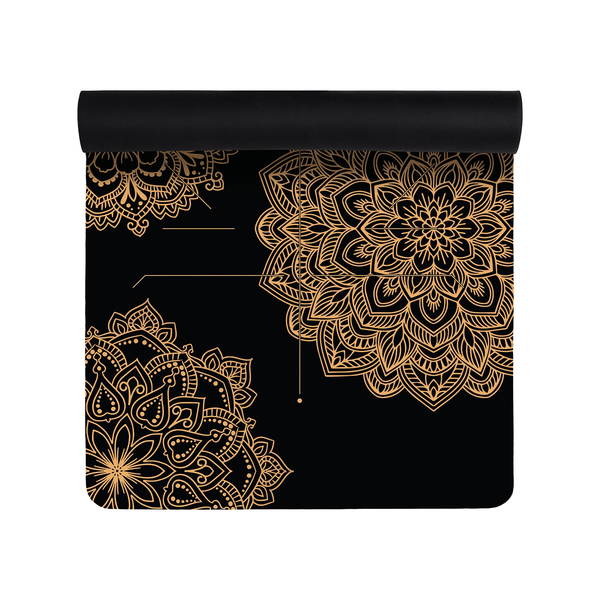 Mandala Alignment Black Gold 71x27 Anti-Fatigue Washable Yoga Mat