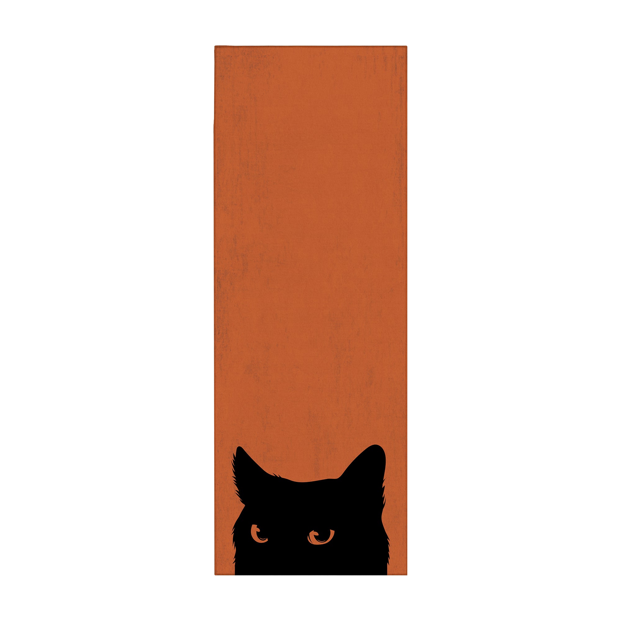 MY MAGIC CARPET Black Cat Halloween machine washable runner rug featuring an orange background and black cat silhouette for entryway or hallway.