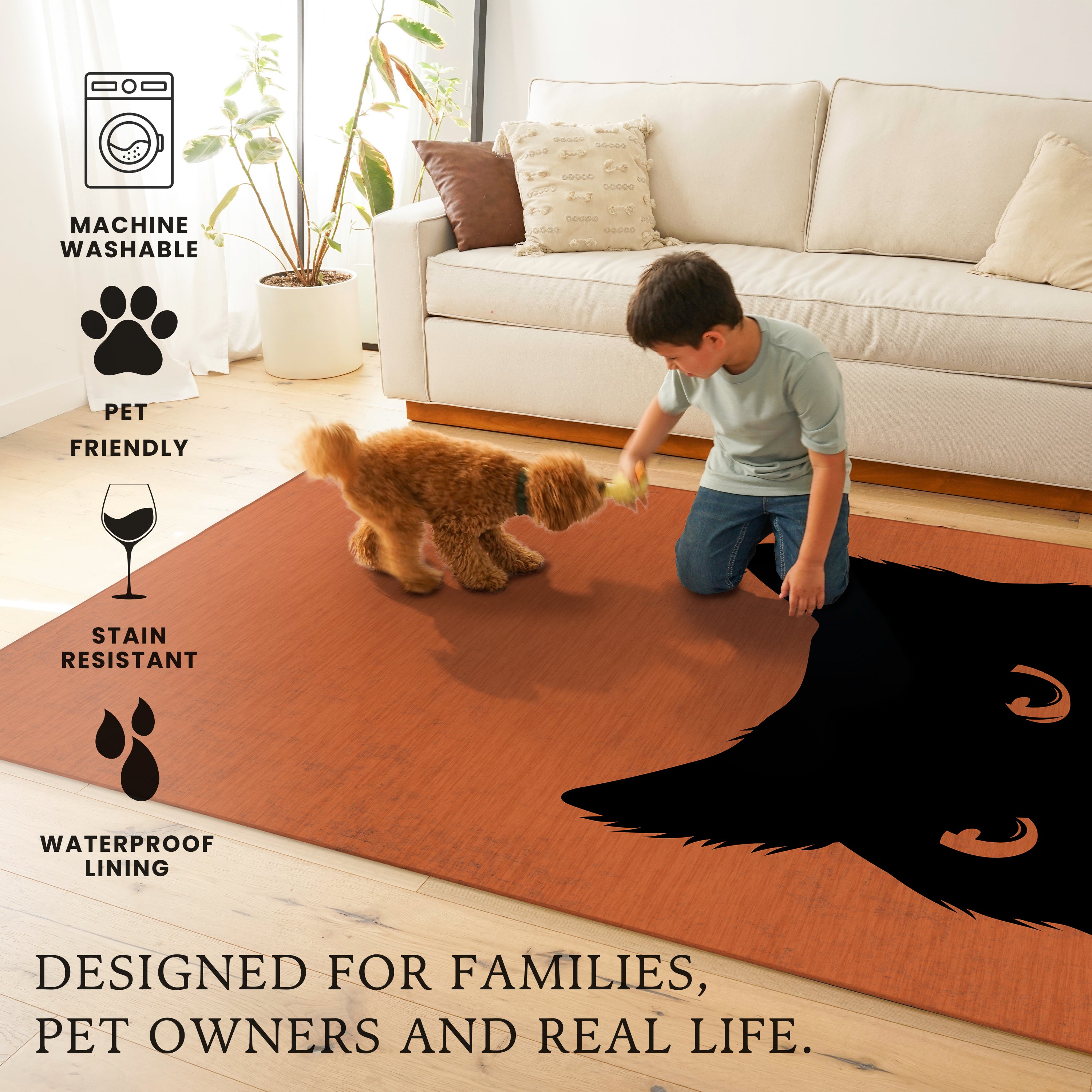 Black Cat Halloween Machine Washable Rug