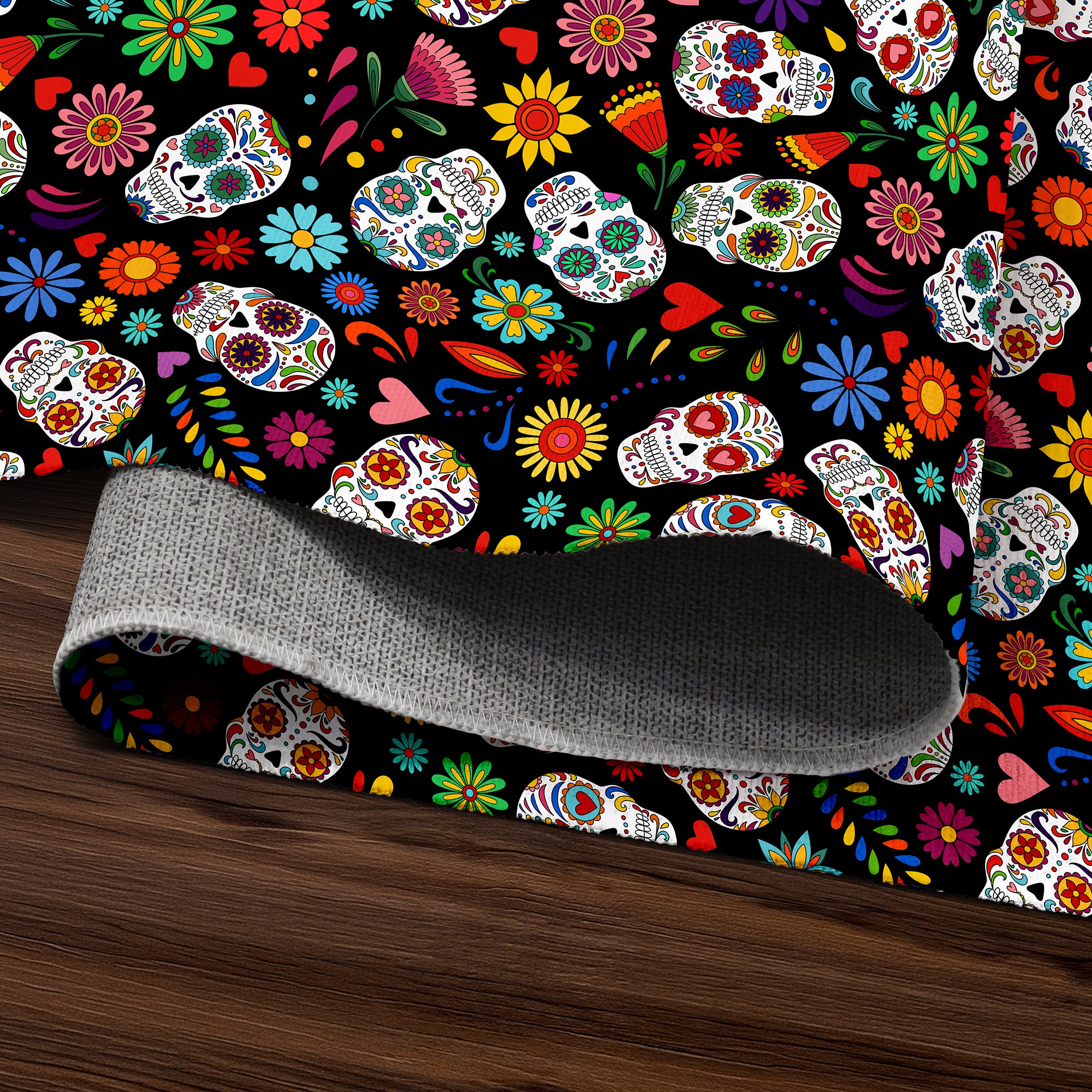 Sugar Skull Pattern Machine Washable Rug