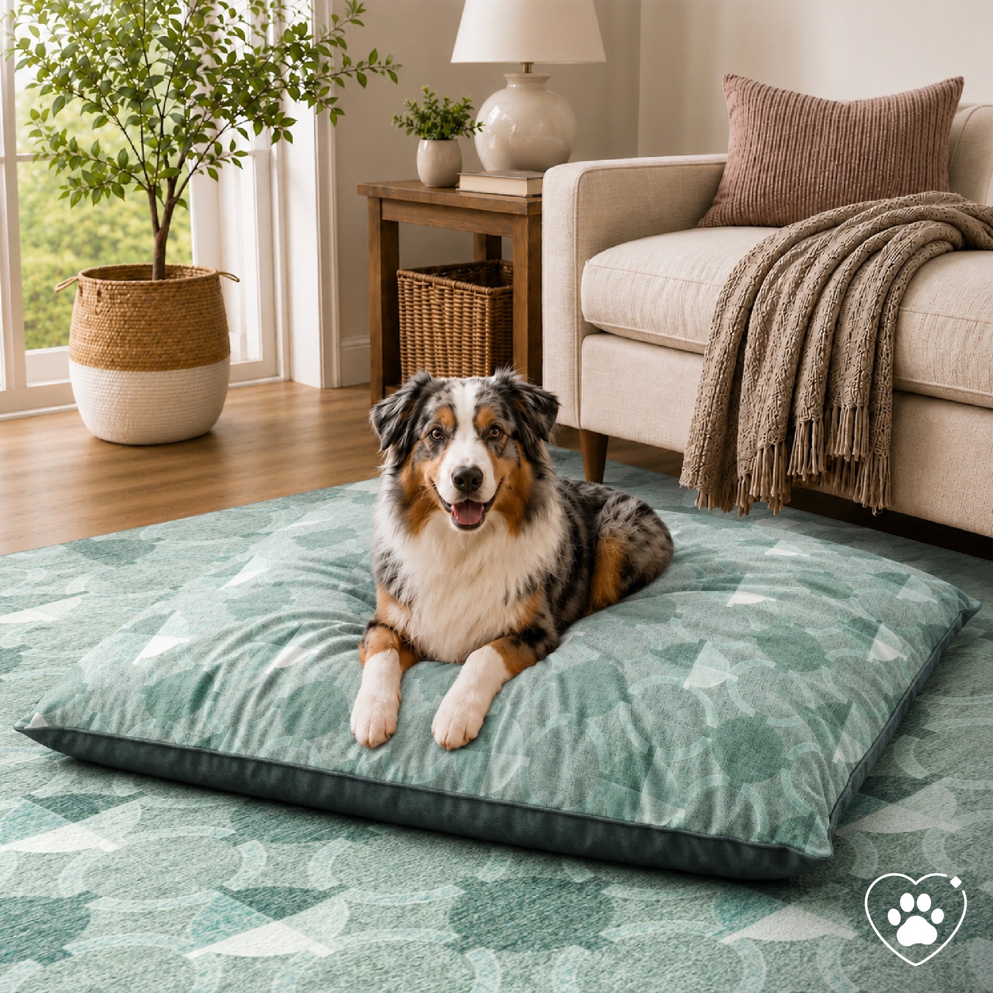 Dula Light Sage Green Doggy Bed Pillow Washable Pet Bed