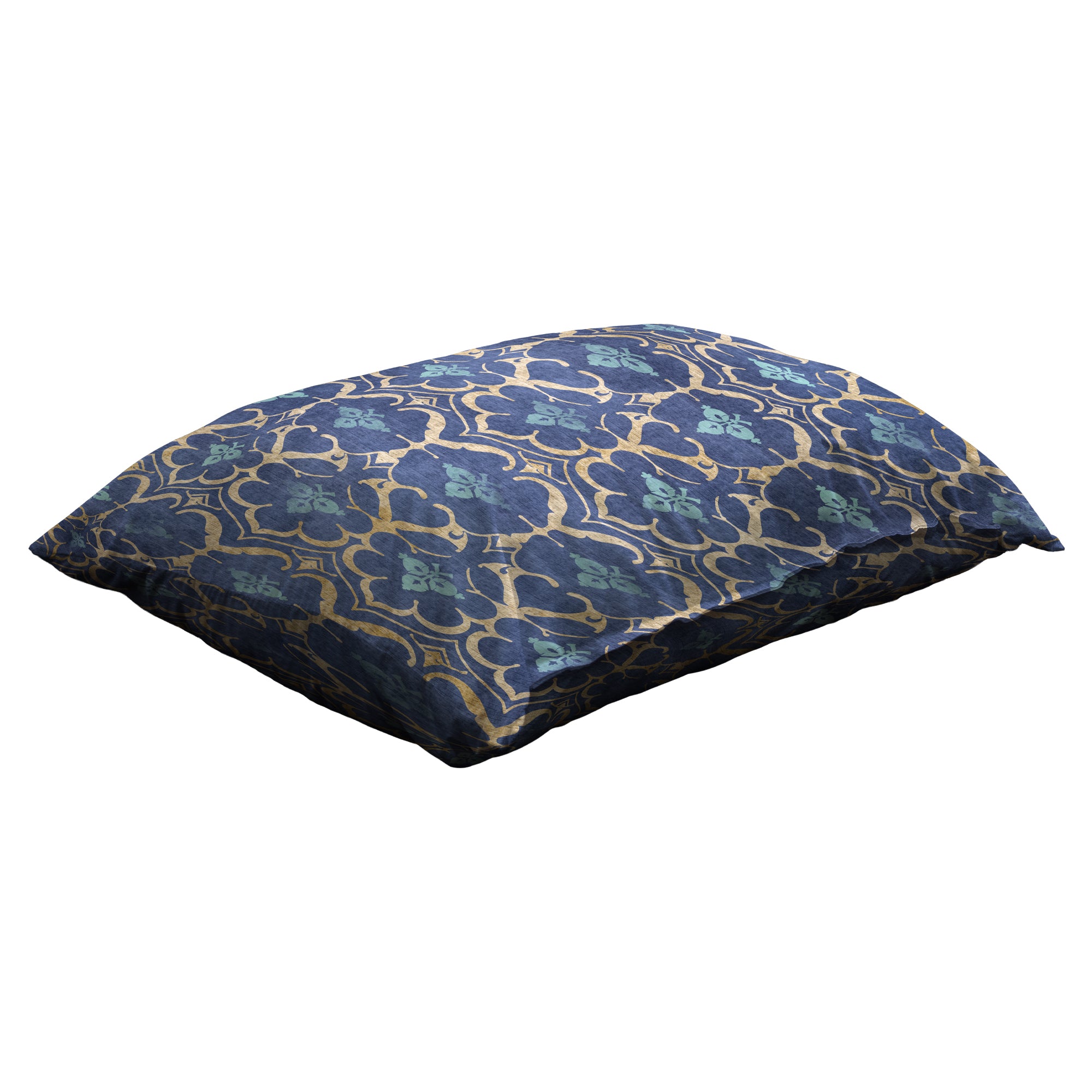 Leilani Damask Blue Doggy Bed Pillow Soft Washable Pet Bed