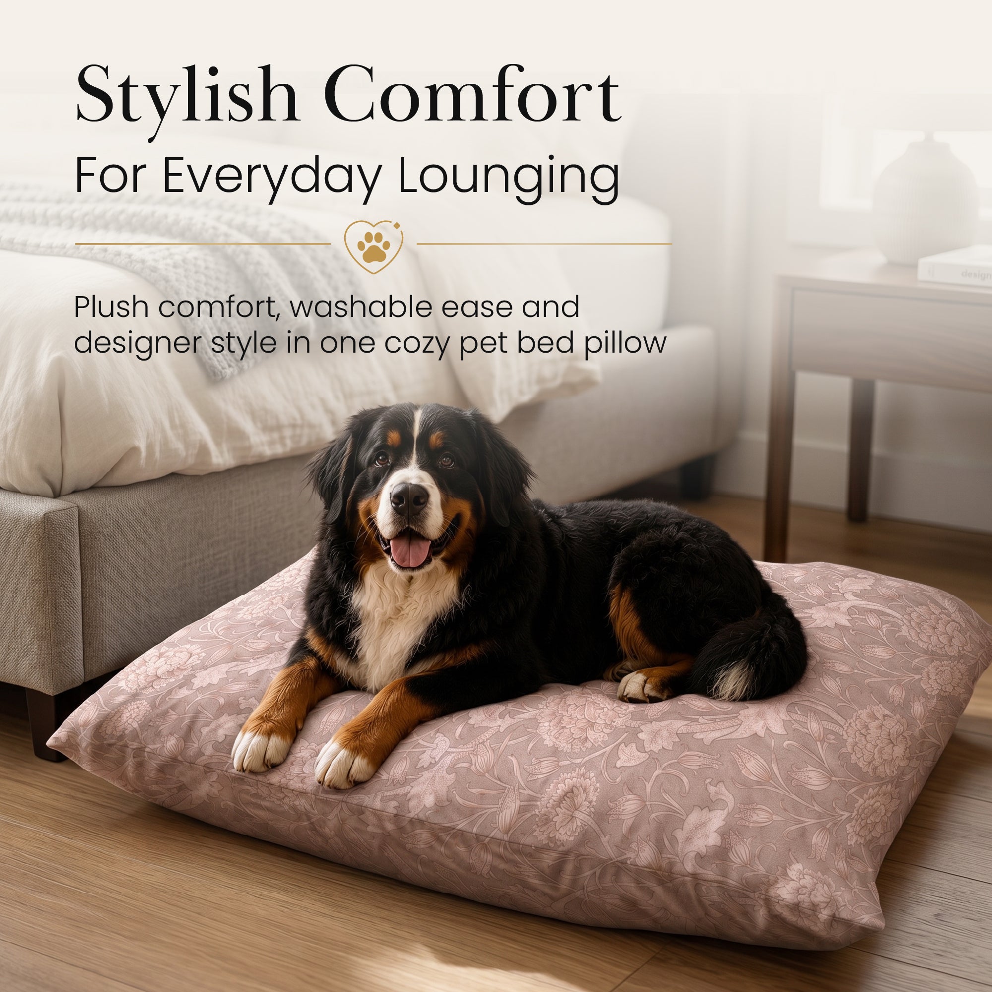 Kalini Floral Natural Doggy Bed Pillow Washable Pet Bed