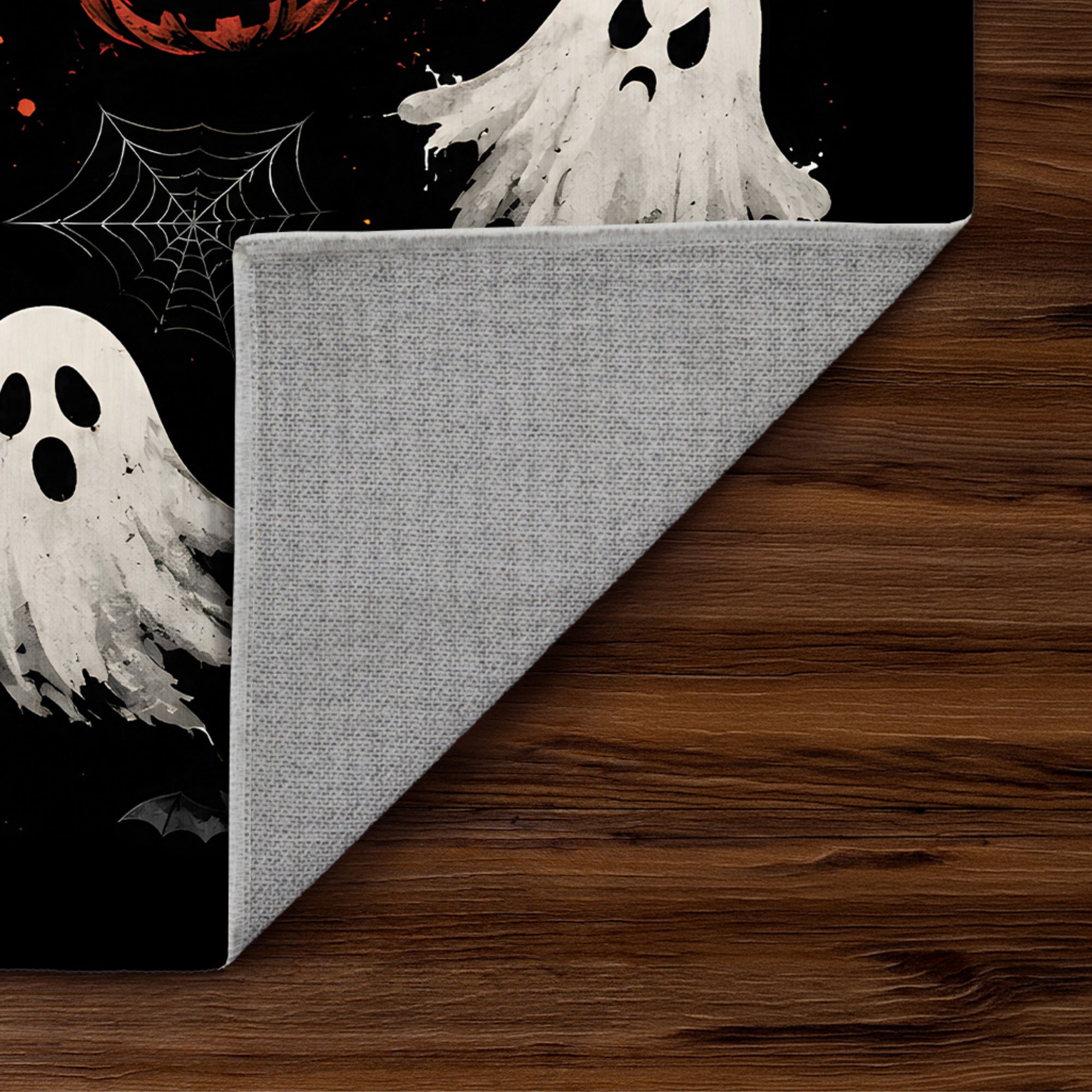 Jack-O-Lantern Ghost Machine Washable Rug