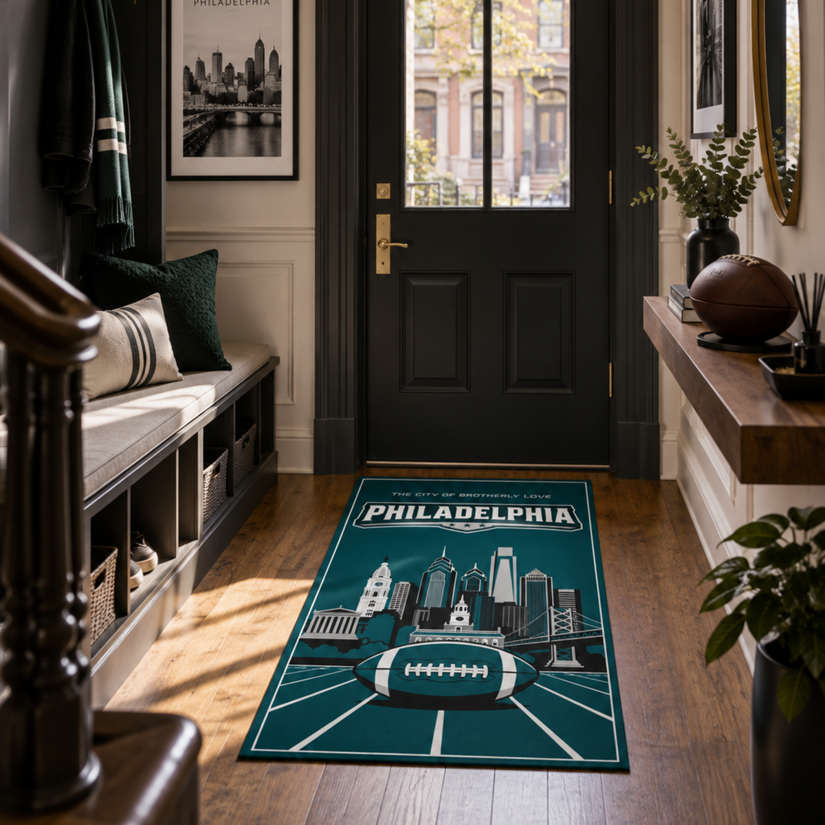 Philadelphia Football Machine Washable Rug