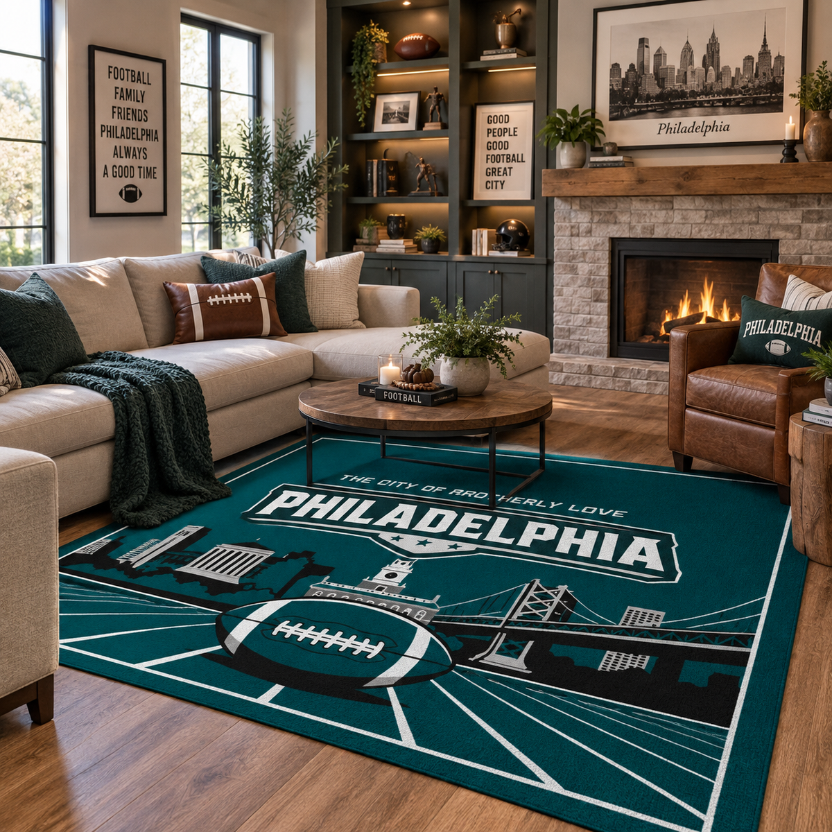 Philadelphia Football Machine Washable Rug