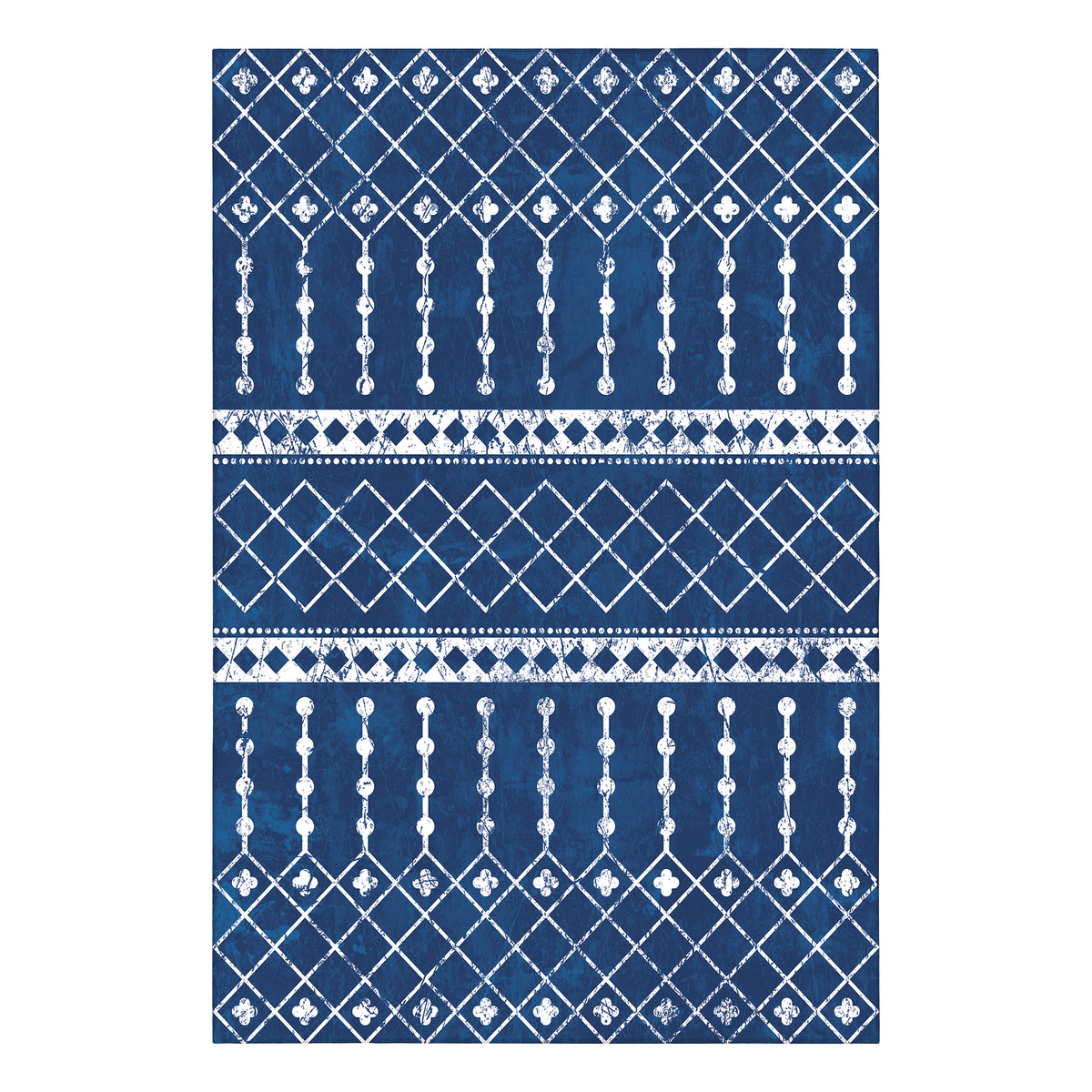Amelia Moroccan Blue White Machine Washable Rug