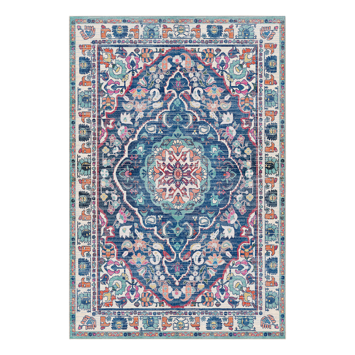 Capri Medallion Multicolor Machine Washable Rug