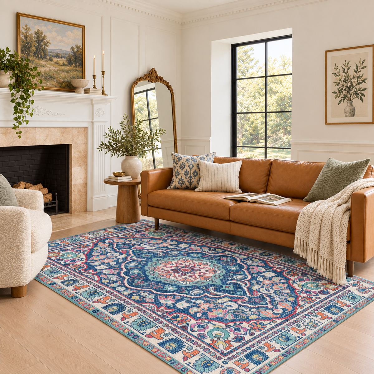 Capri Medallion Multicolor Machine Washable Rug