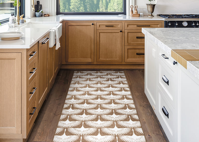 Flock Camel Kitchen Washable Rug