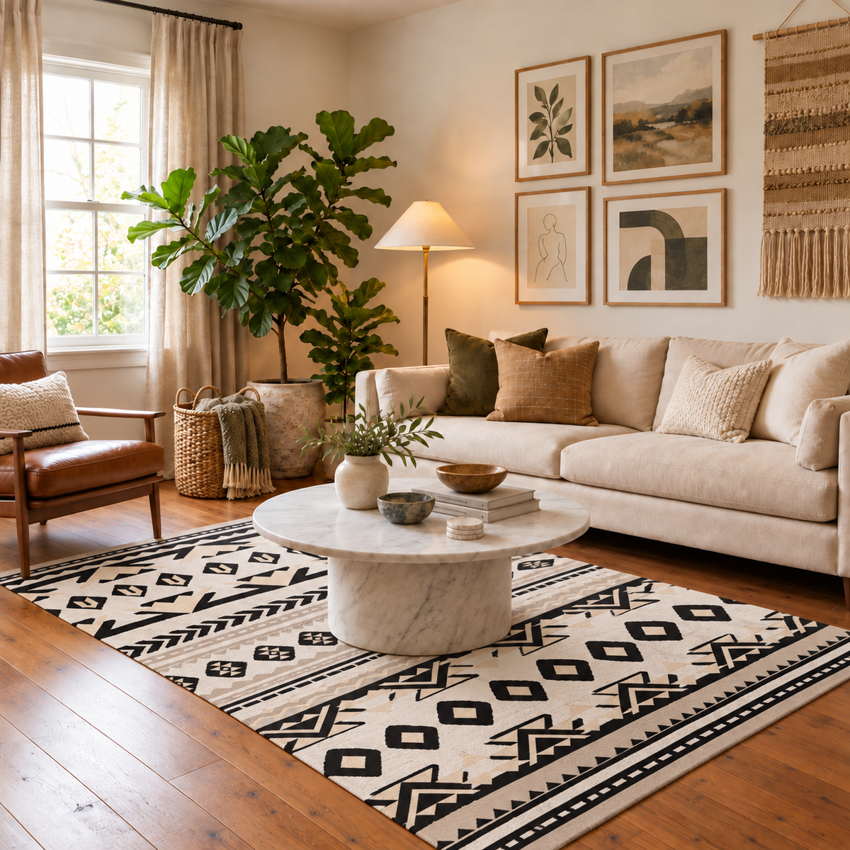 Harper Tribal Sand Machine Washable Rug