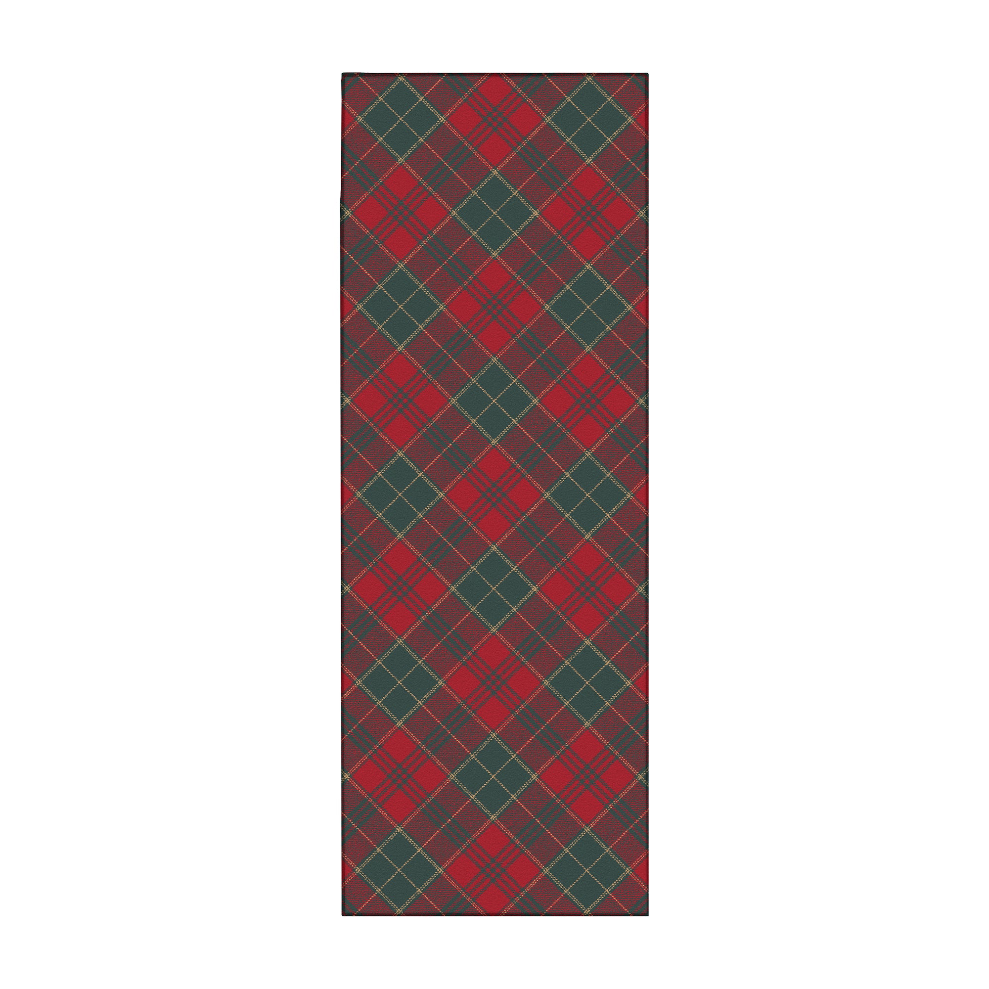 Holiday Winter Christmas Tartan Plain Red/Green Machine Washable Rug
