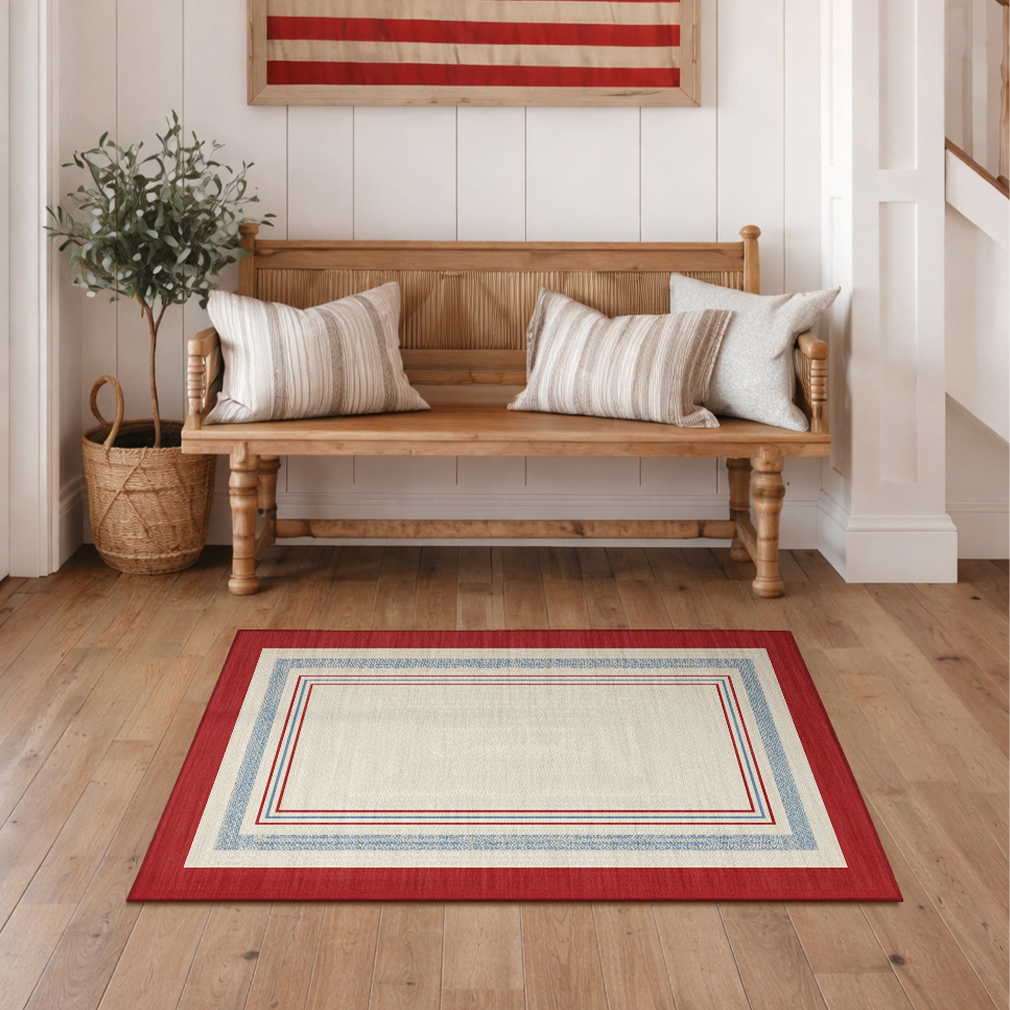 Kennedy Bordered Machine Washable Rug