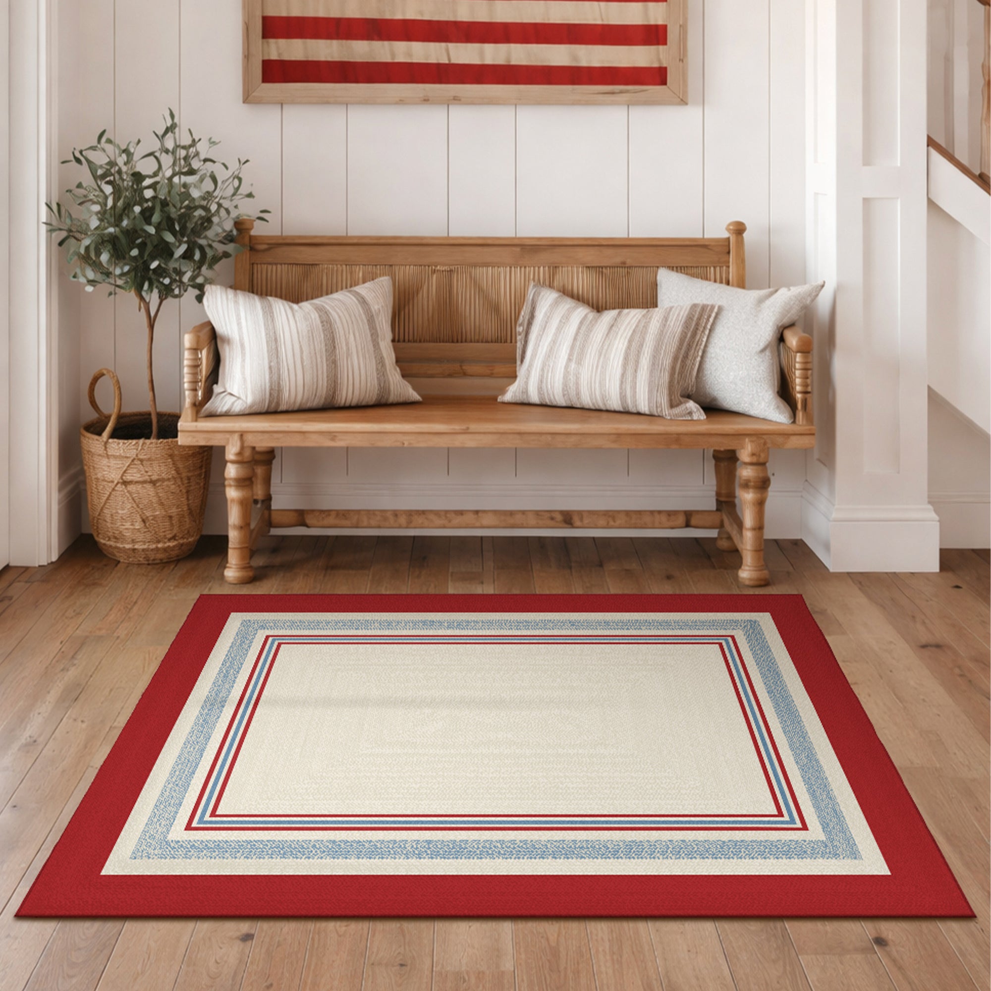 Kennedy Bordered Machine Washable Rug