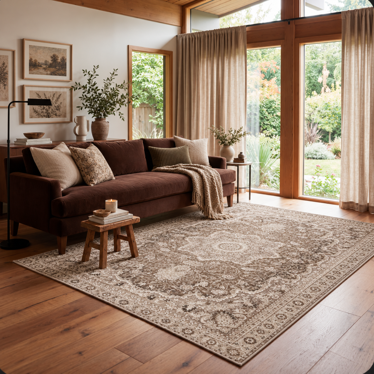 Parviz Brown Washable Rug