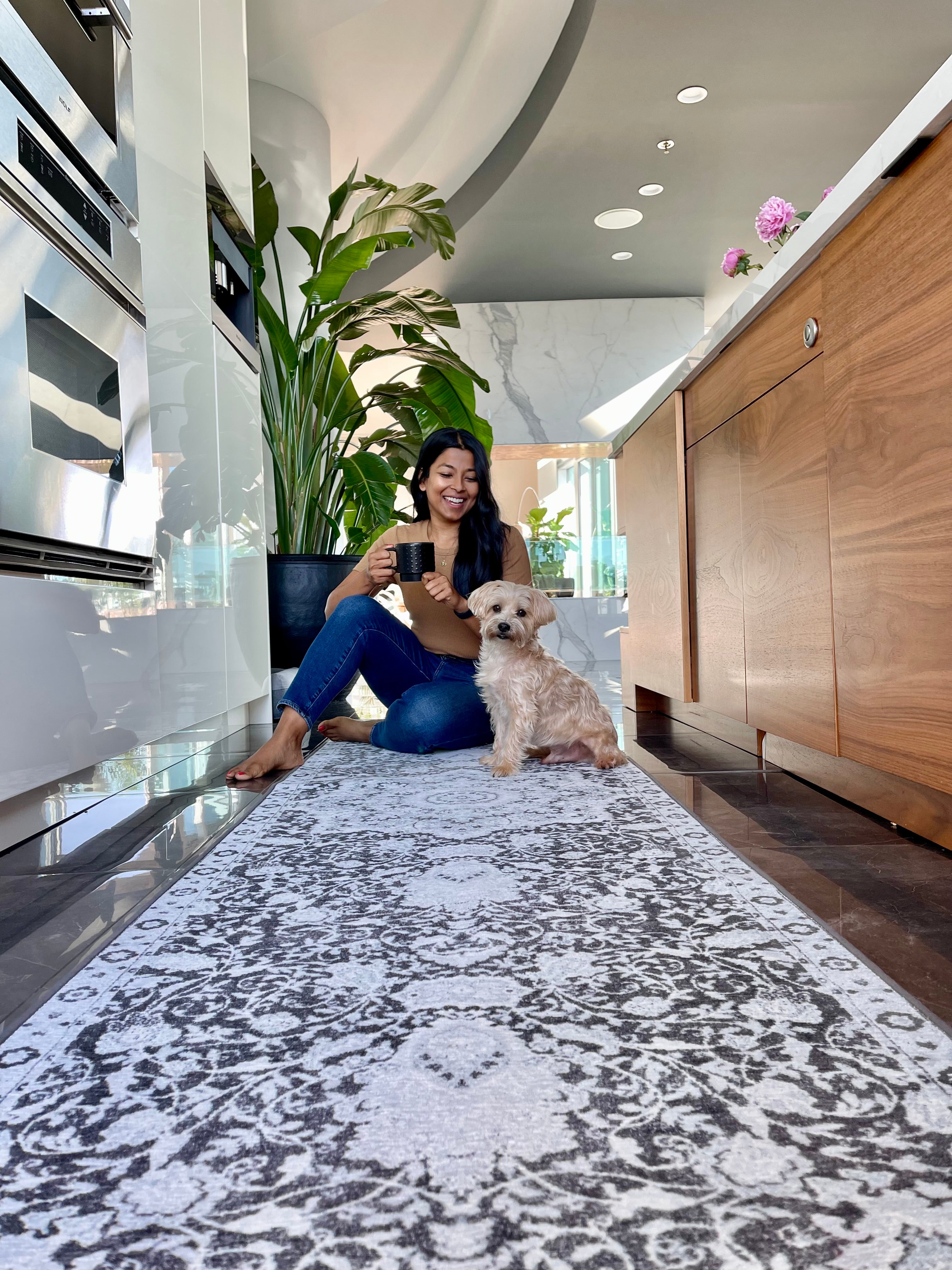 Parviz Grey Kitchen Washable Rug