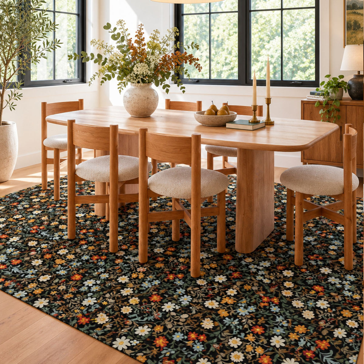 Penelope Floral Multicolor Machine Washable Rug
