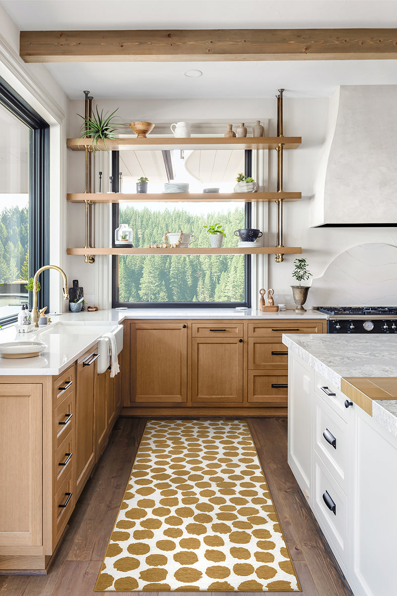 Puff Dotty Honey Beige Kitchen Washable Rug