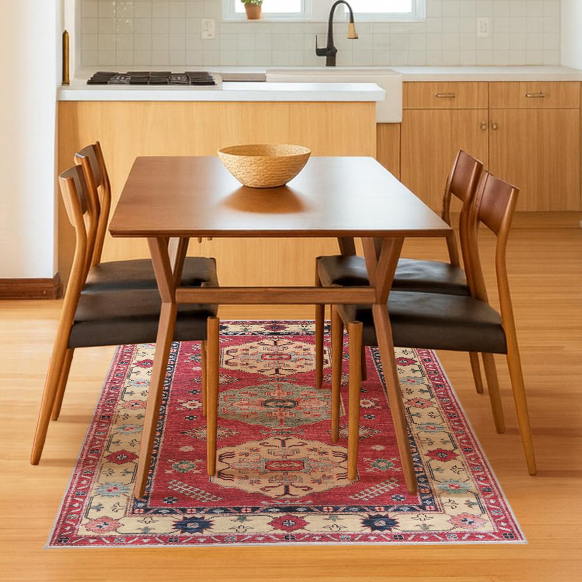 Shary Coral Dining Room Washble Rug