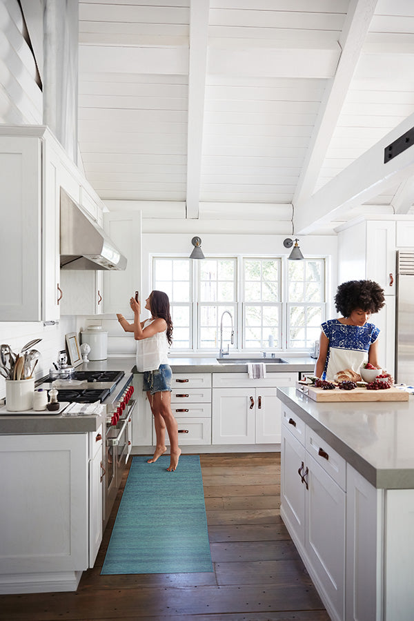 Solid Blue Kitchen Washable Rug
