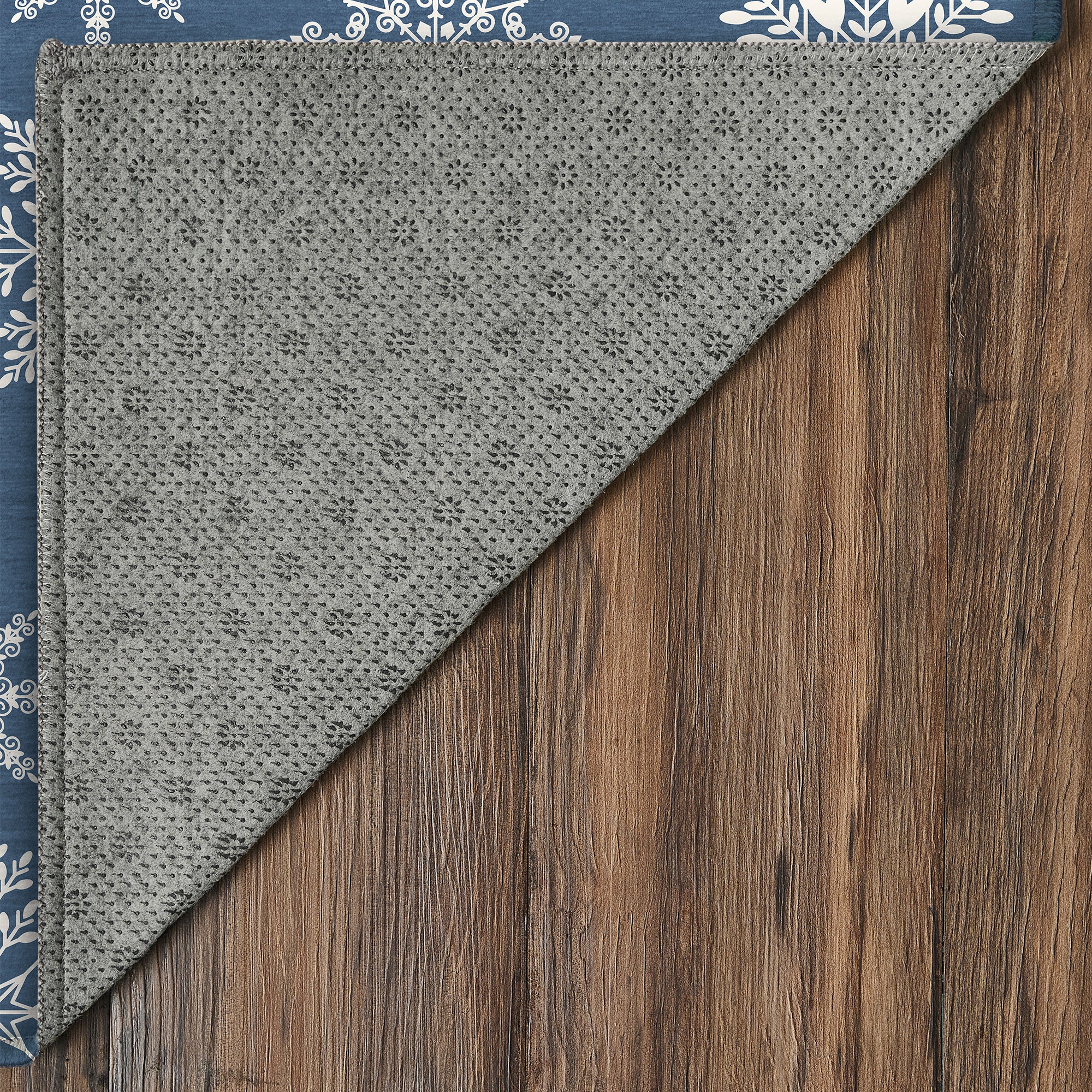 Holiday Winter Christmas Snowflakes Blue Machine Washable Rug