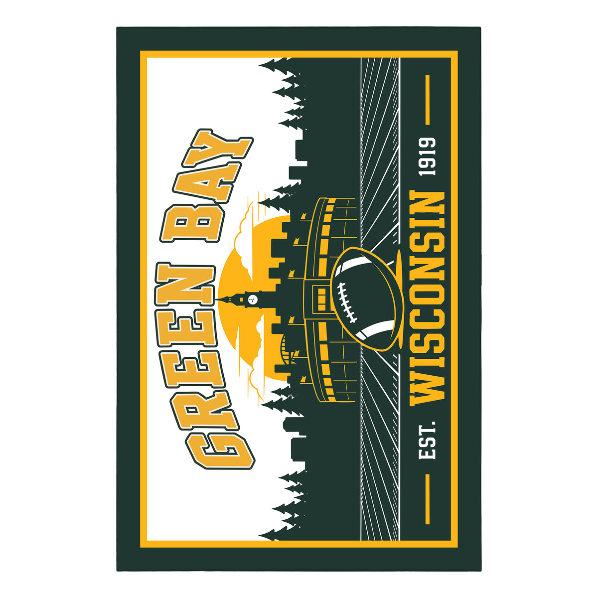Green Bay Football Machine Washable Rug