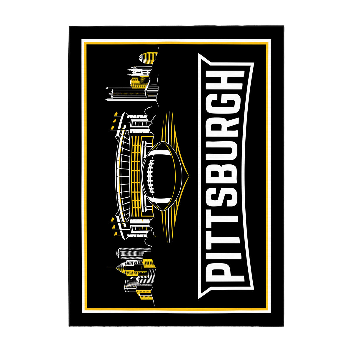 Pittsburgh Football Machine Washable Rug